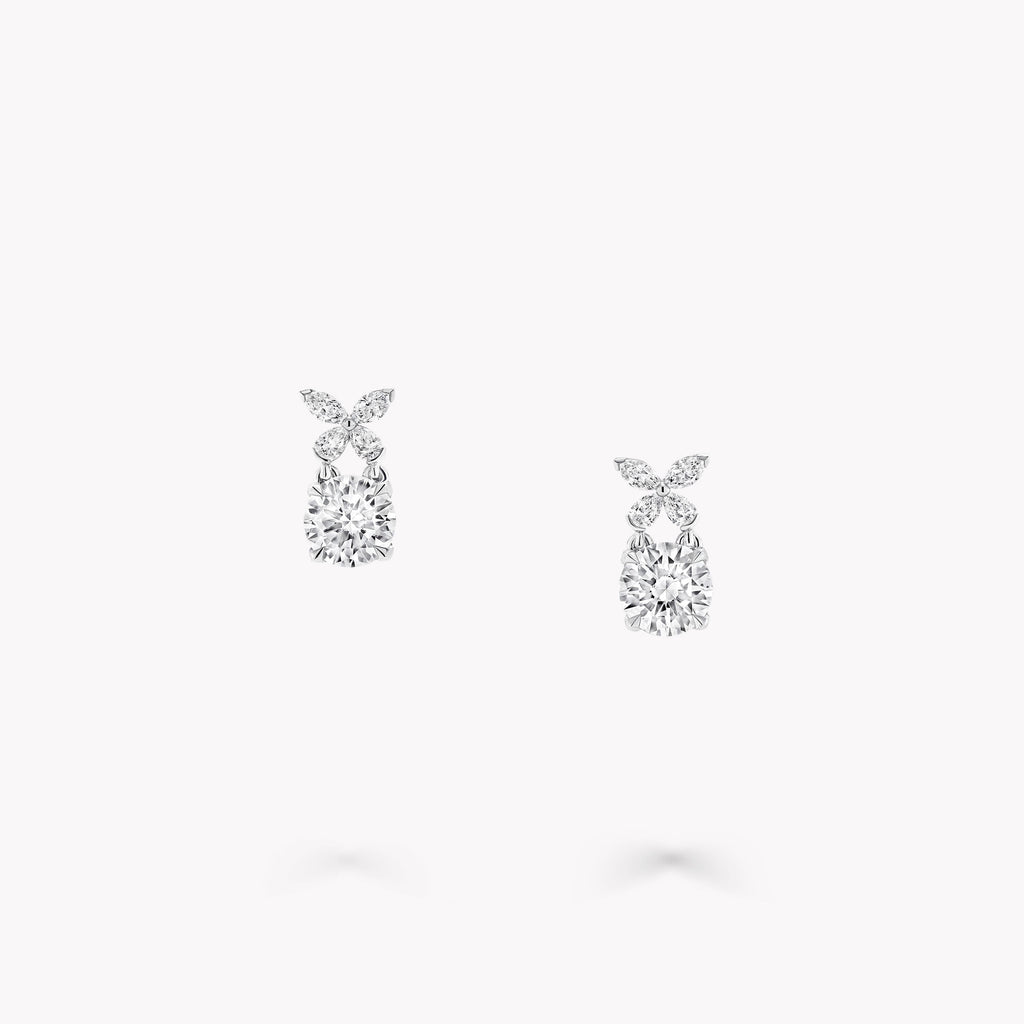 Carave Paris Floral Solitaire Diamond Earrings