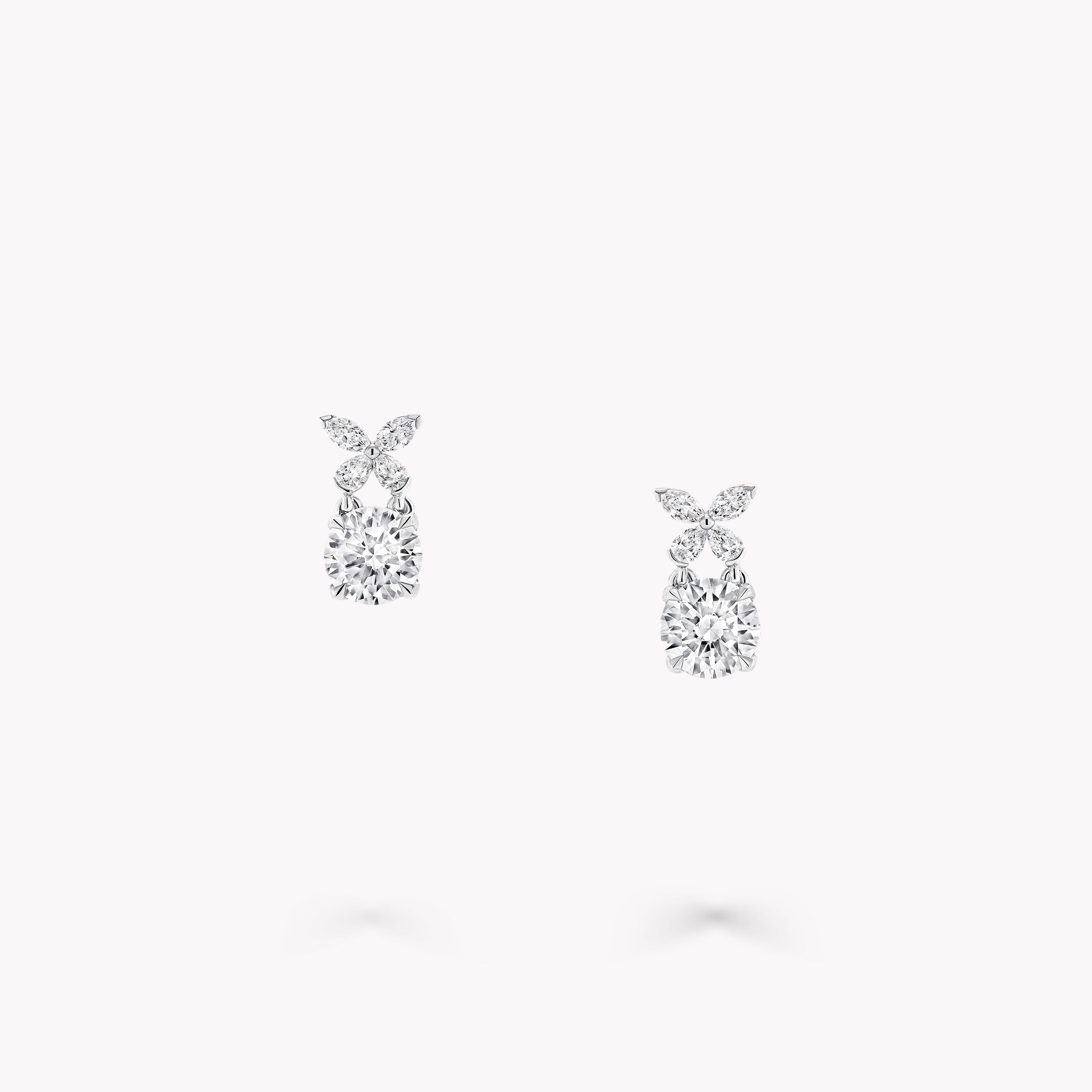 Carave Paris Floral Solitaire Diamond Earrings