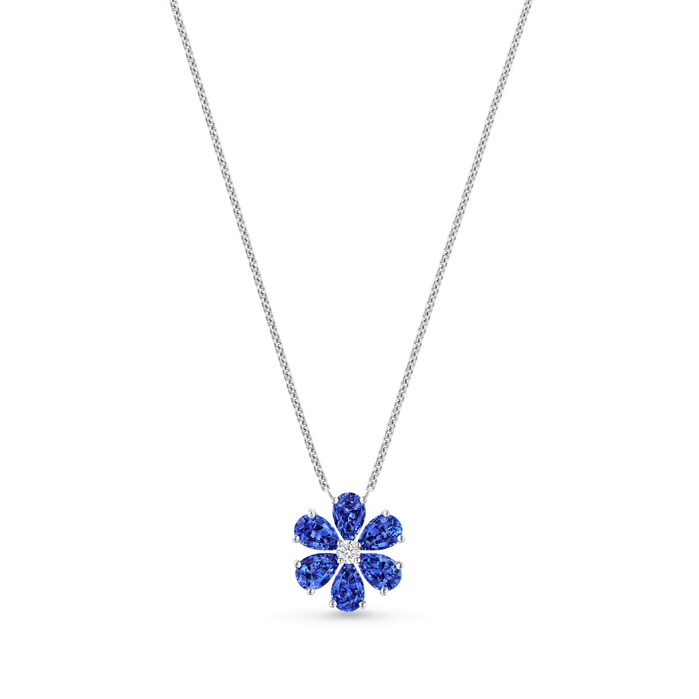 Carave Paris Forget Me Not Pink Sapphire Flower Pendant Necklace