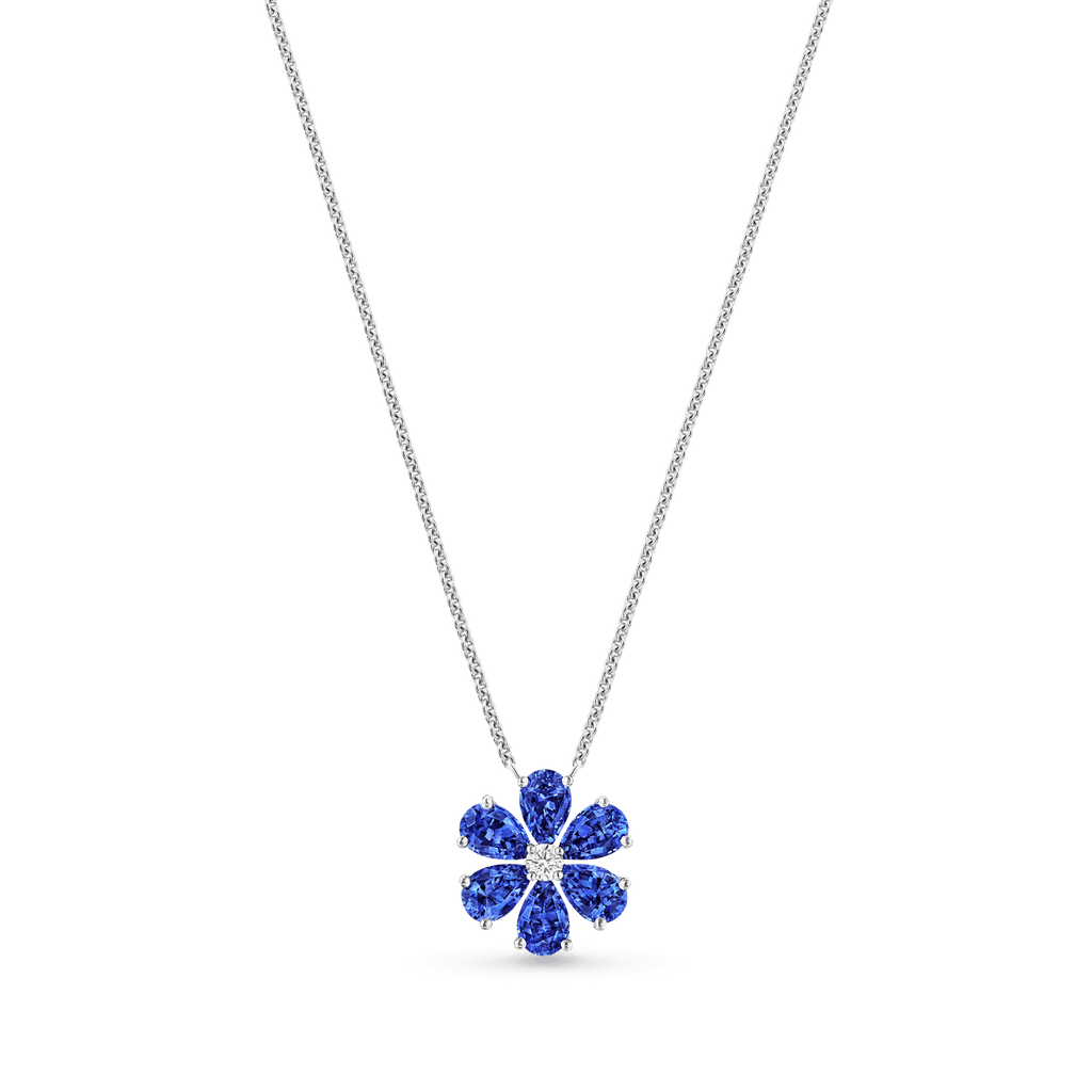 Carave Paris Forget Me Not Pink Sapphire Flower Pendant Necklace