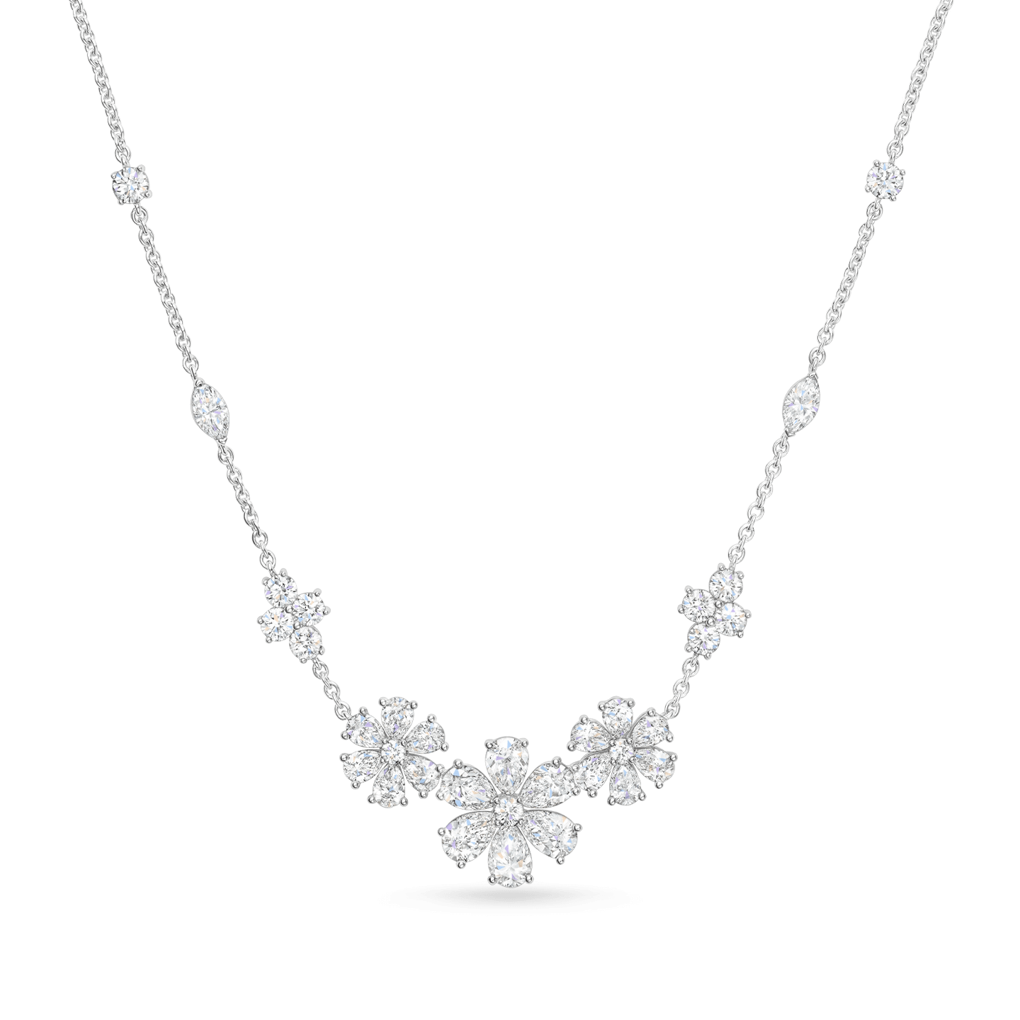 Carave Paris Forget Me Not Multi Flower Diamond Necklace