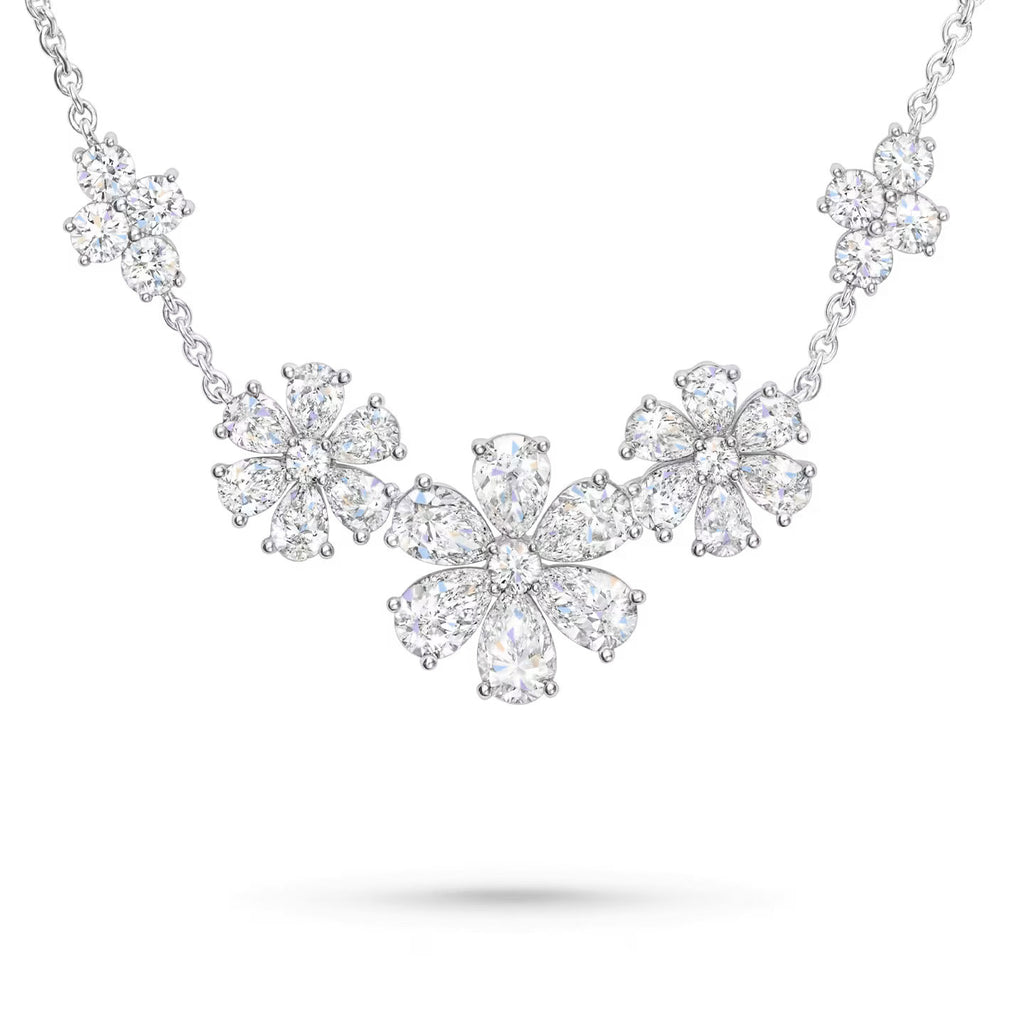 Carave Paris Forget Me Not Multi Flower Diamond Necklace