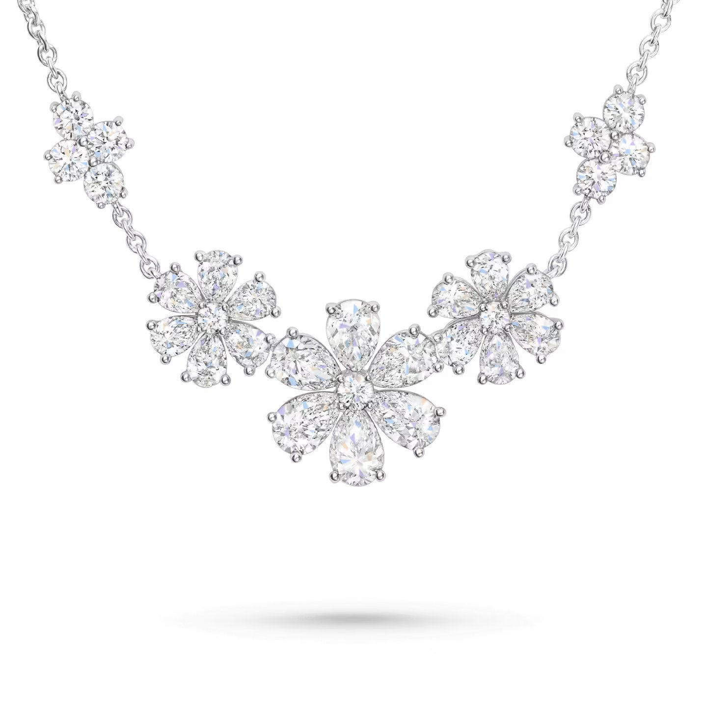 Carave Paris Forget Me Not Multi Flower Diamond Necklace