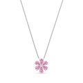 Carave Paris Forget Me Not Pink Sapphire Flower Pendant Necklace