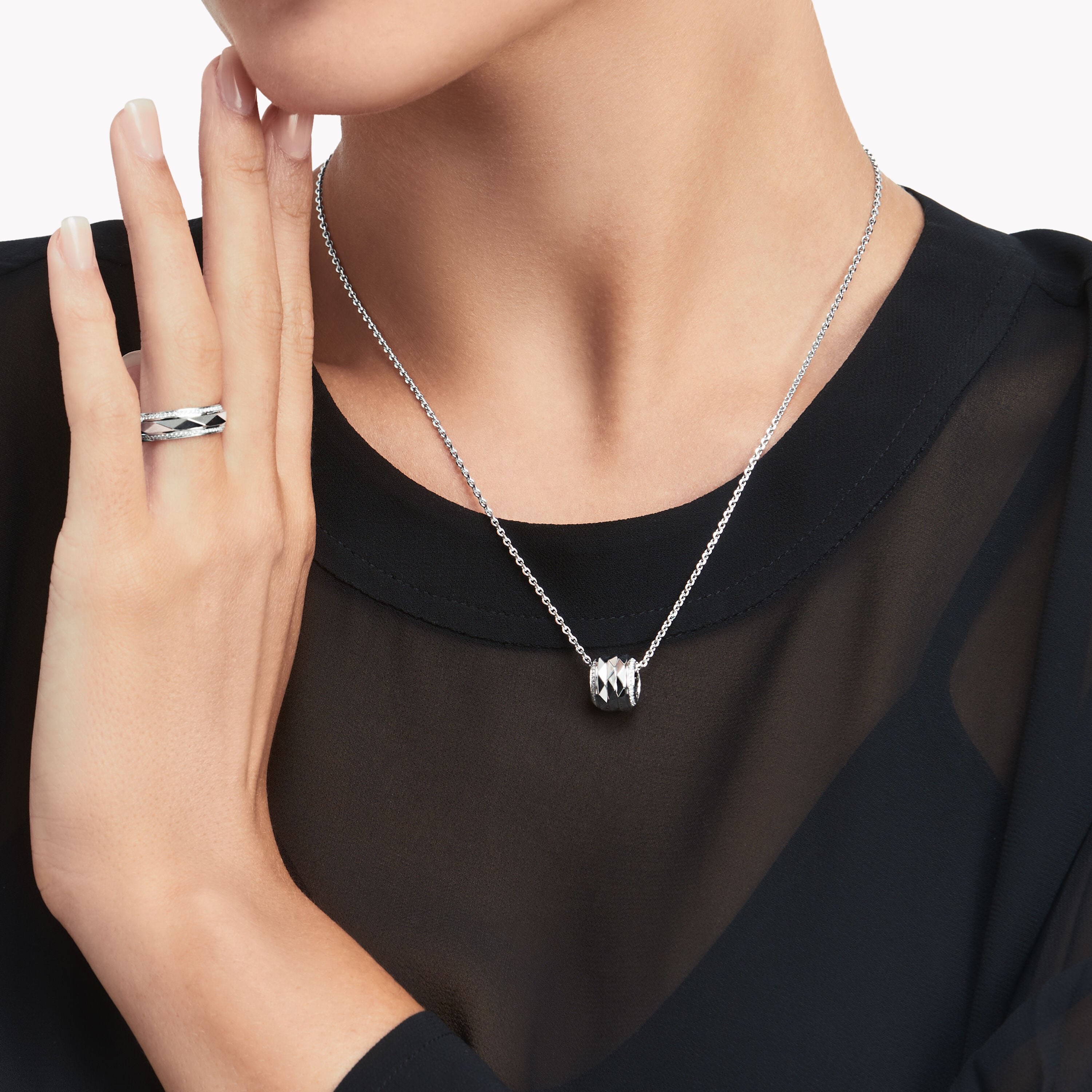 Carave Paris Geometric Diamond Cylinder Pendant Necklace