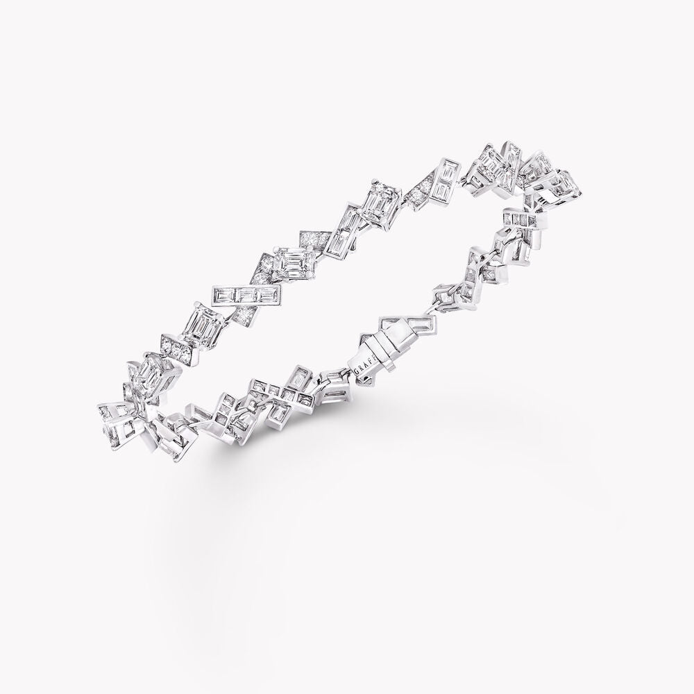 Carave Paris Geometric Diamond Tennis Bracelet White Gold