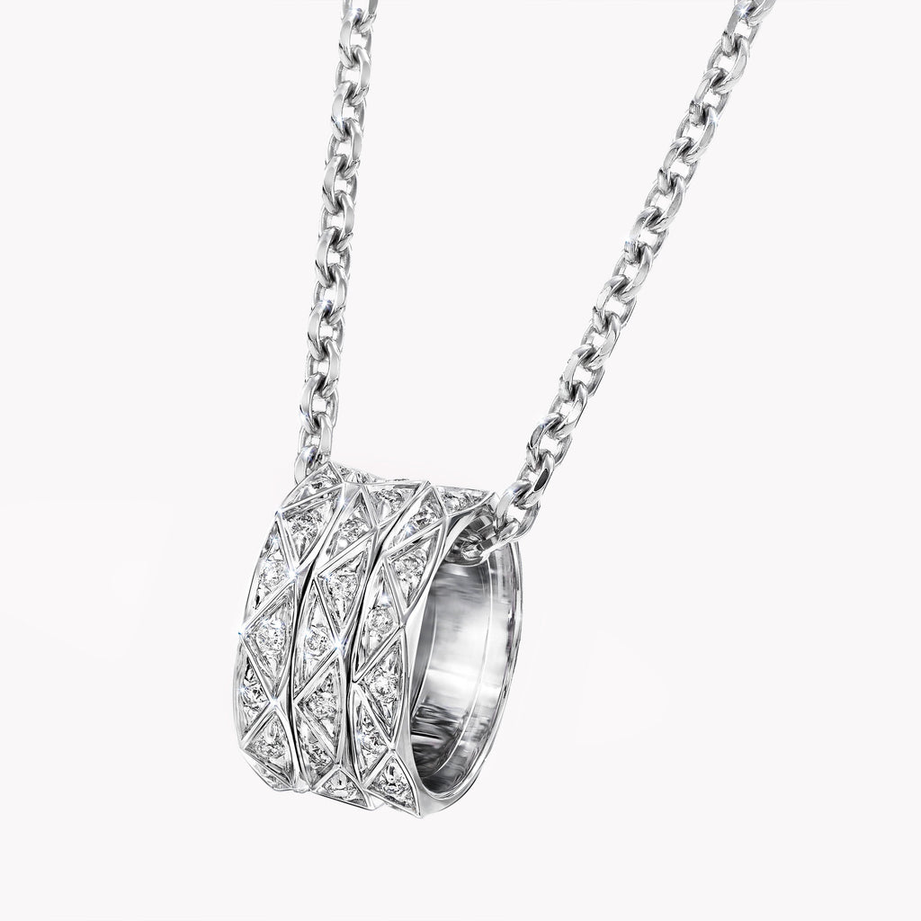 Carave Paris Geometric Pavé Diamond Cylinder Pendant Necklace