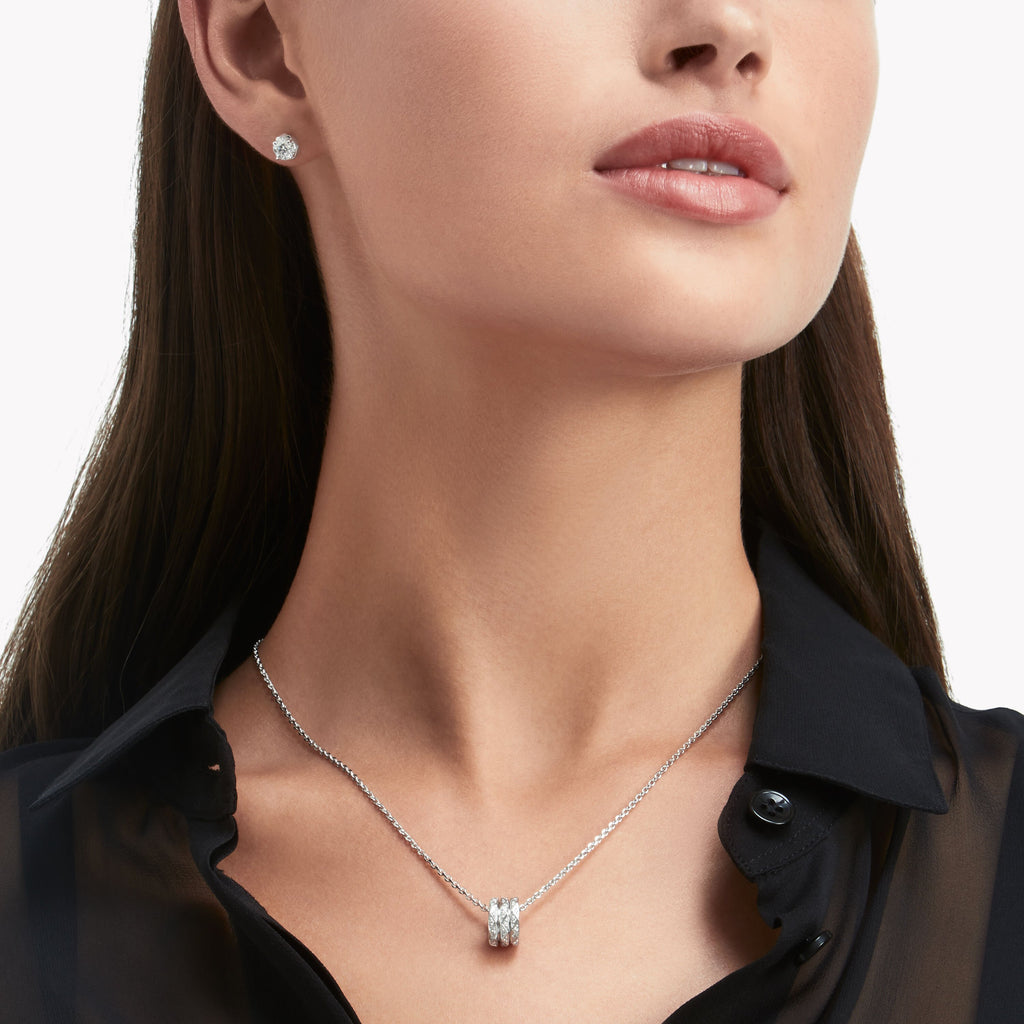 Carave Paris Geometric Pavé Diamond Cylinder Pendant Necklace
