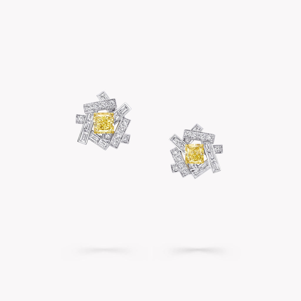 Carave Paris Geometric Yellow Diamond Stud Earrings