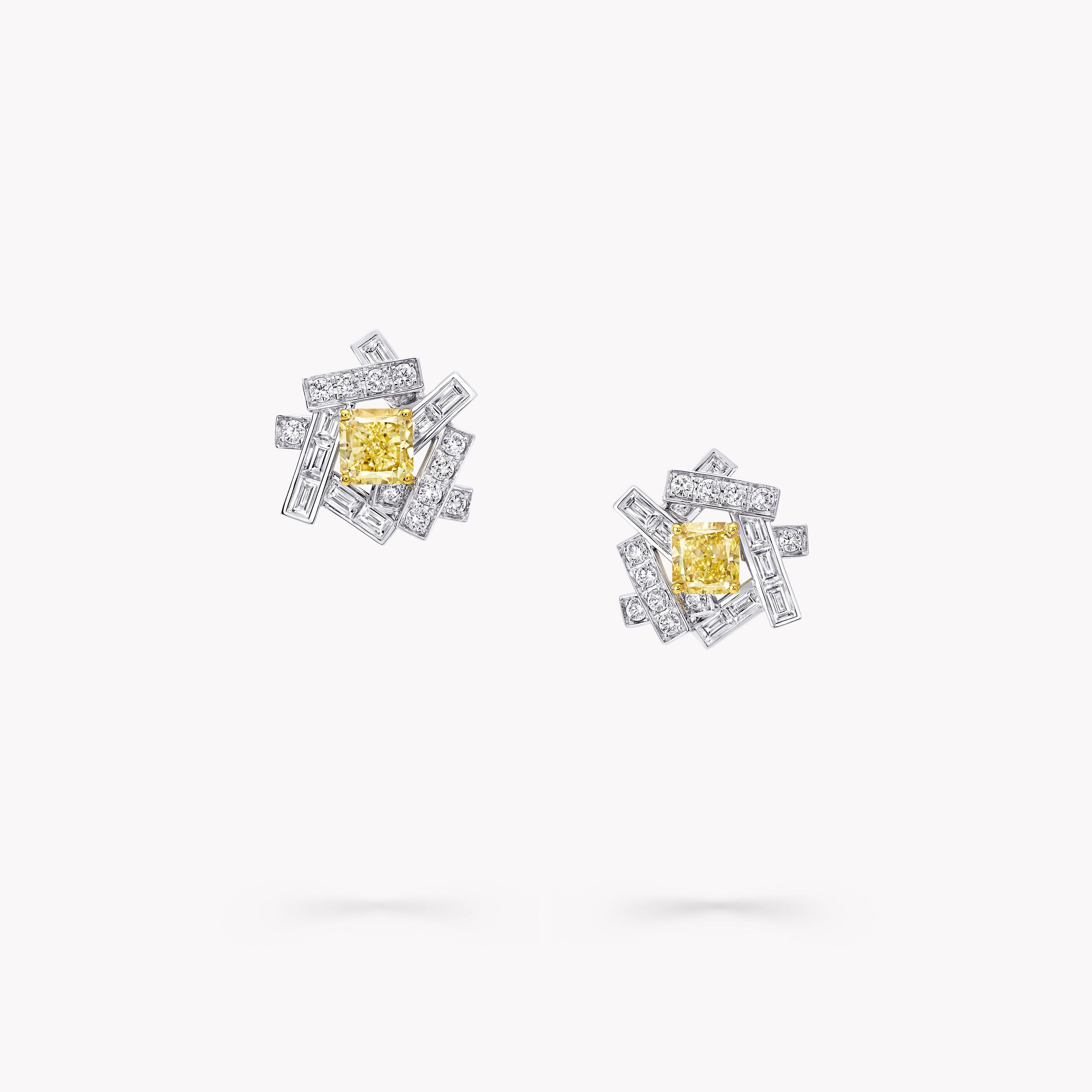 Carave Paris Geometric Yellow Diamond Stud Earrings