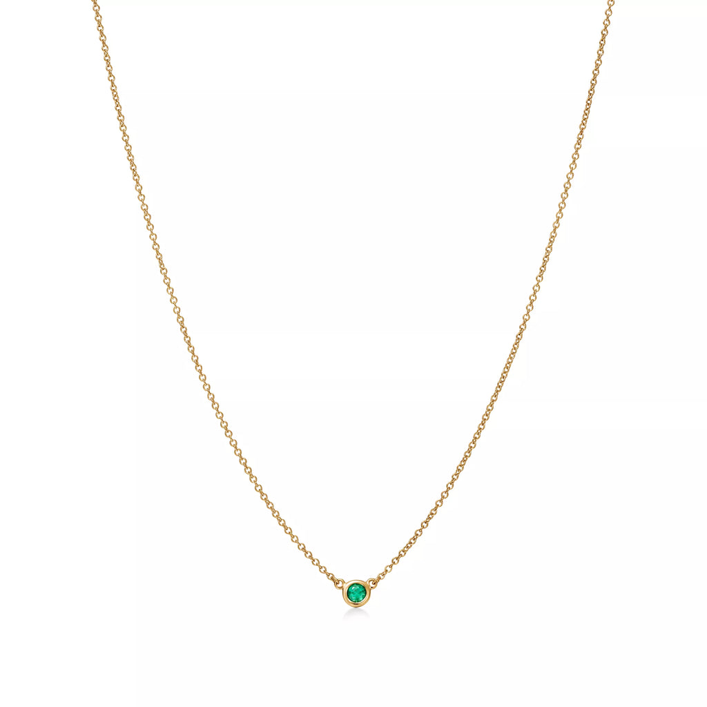 Carave Paris Green Gemstone Solitaire Necklace in Gold