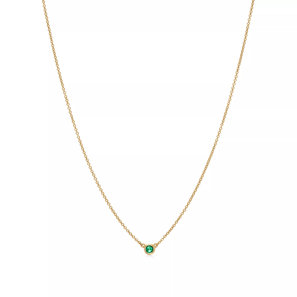 Carave Paris Green Gemstone Solitaire Necklace in Gold
