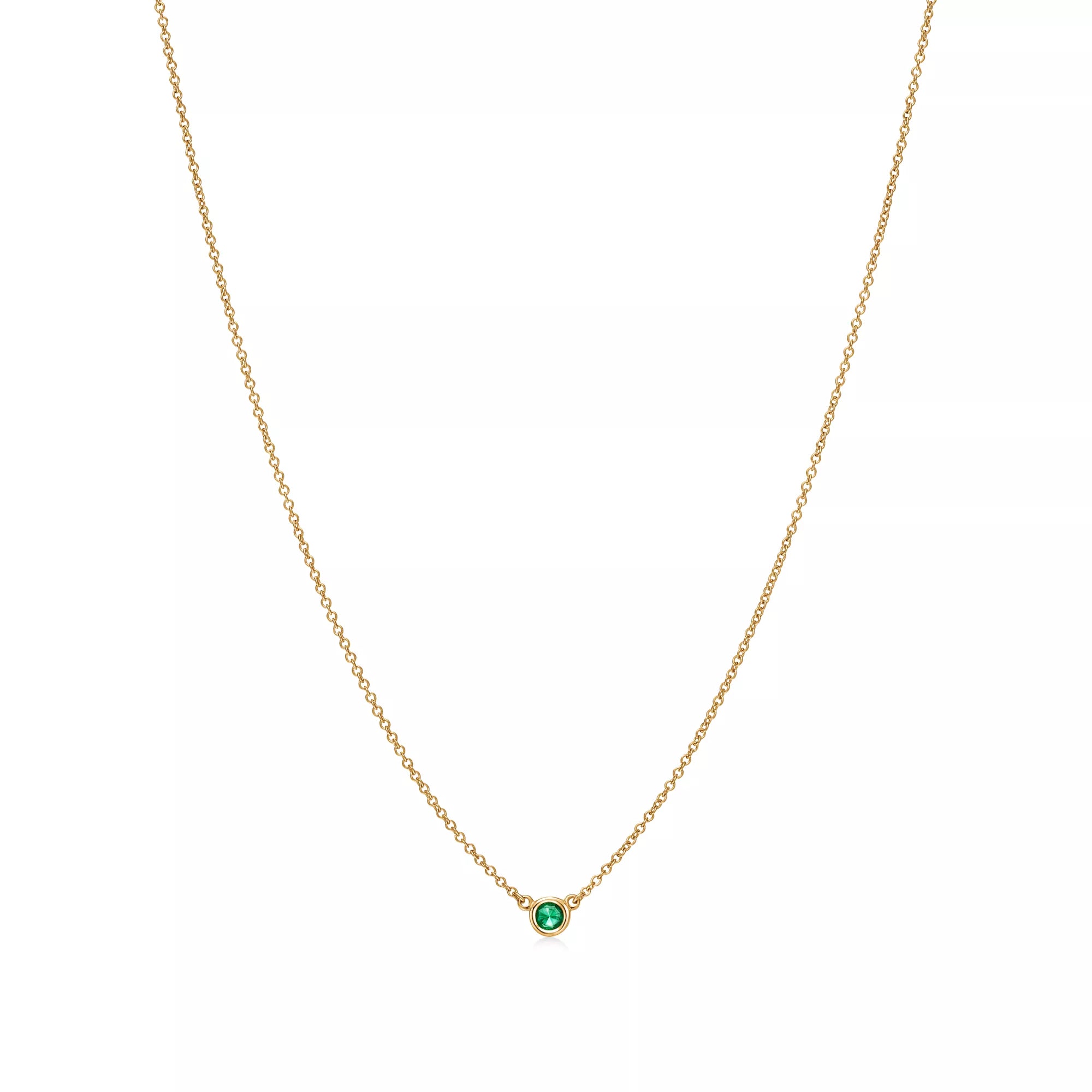 Carave Paris Green Gemstone Solitaire Necklace in Gold
