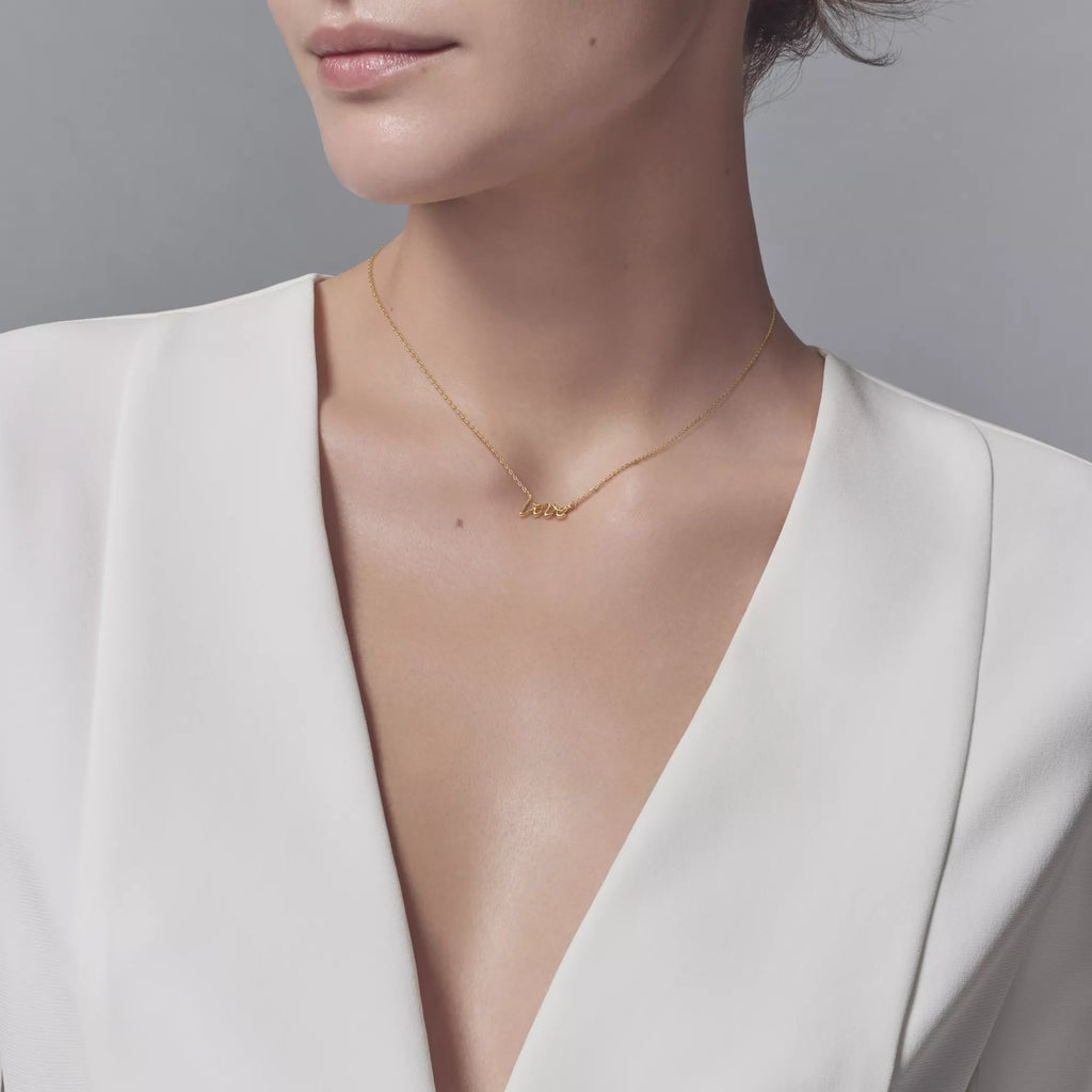 Carave Paris Love Script Necklace in Gold