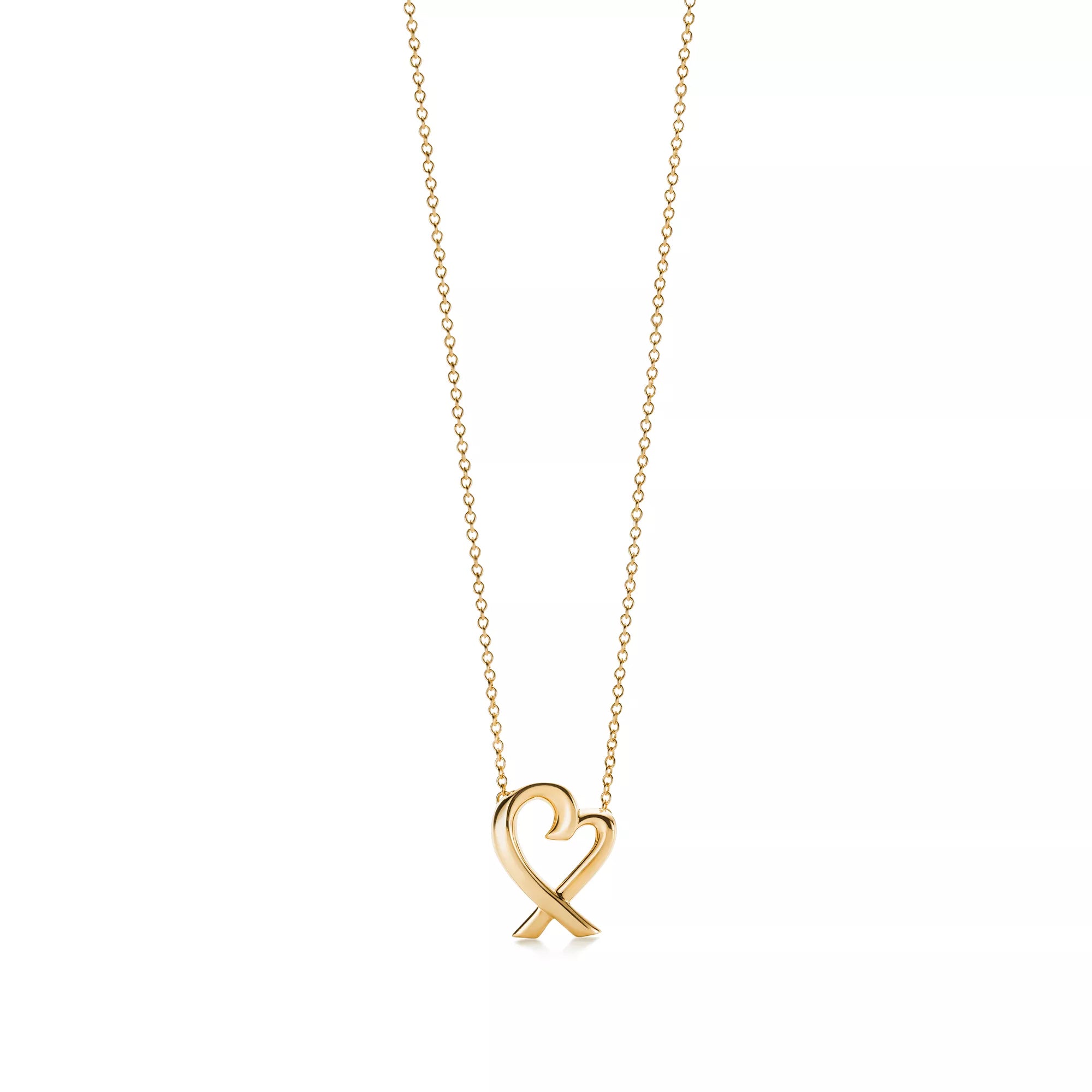 Carave Paris Open Heart Ribbon Pendant Necklace in Gold