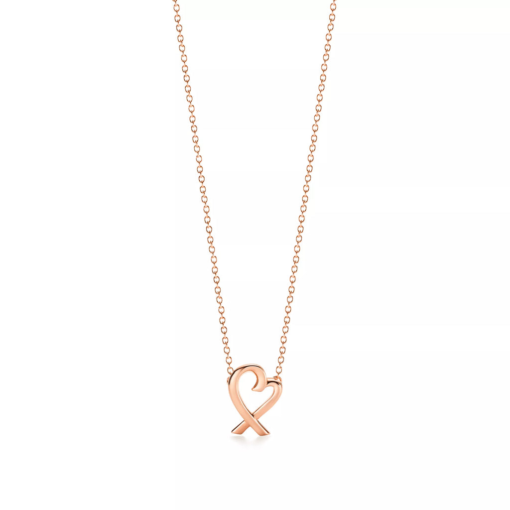 Carave Paris Open Heart Ribbon Pendant Necklace in Gold