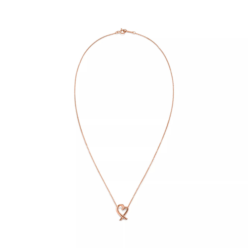 Carave Paris Open Heart Ribbon Pendant Necklace in Gold