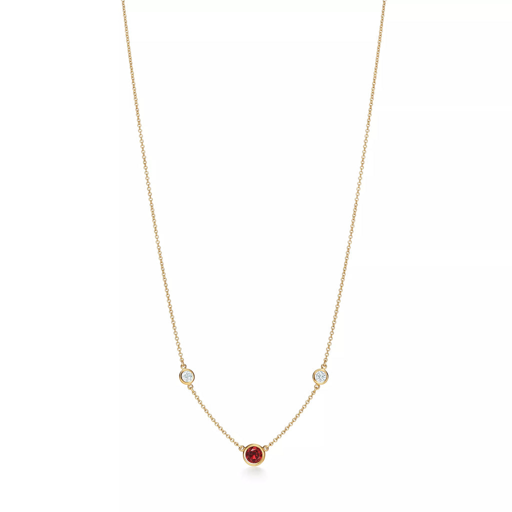 Carave Paris Ruby & Diamond Bezel Station Necklace in Gold