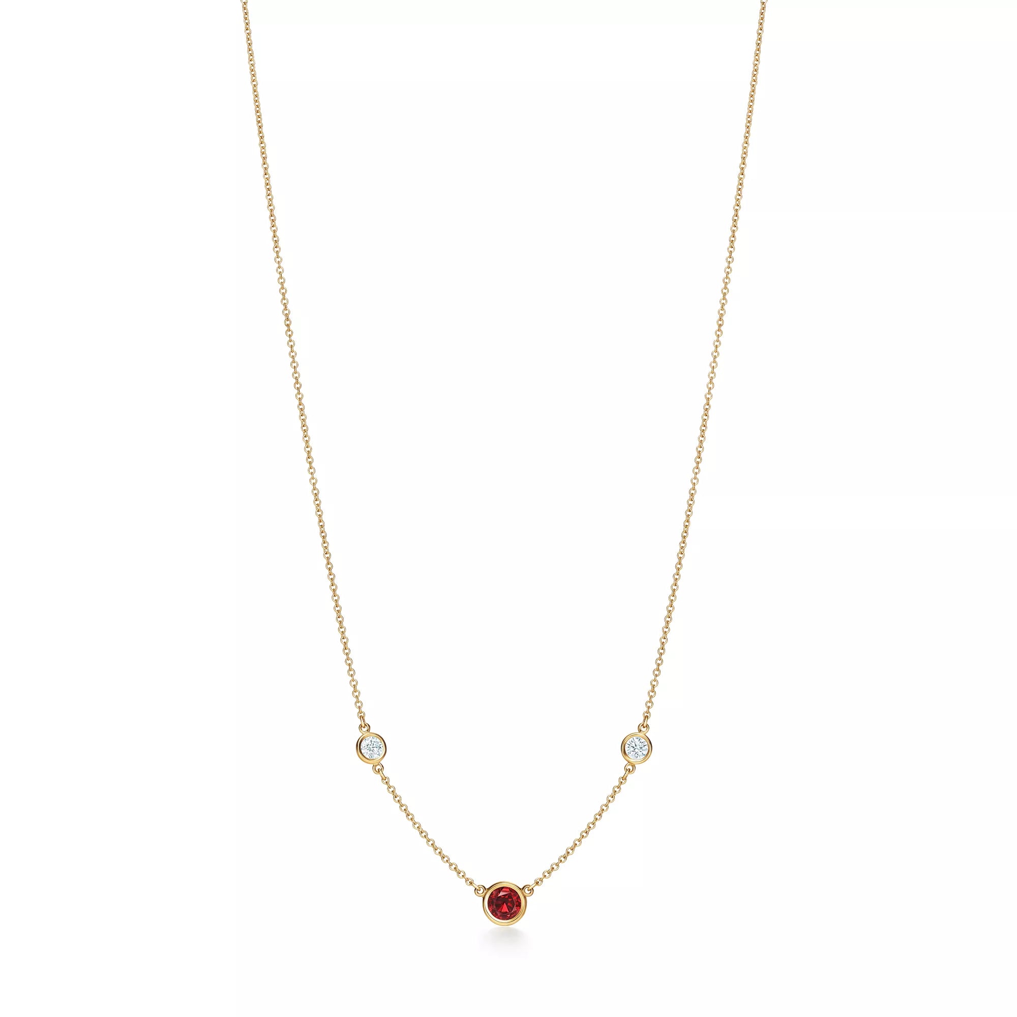 Carave Paris Ruby & Diamond Bezel Station Necklace in Gold