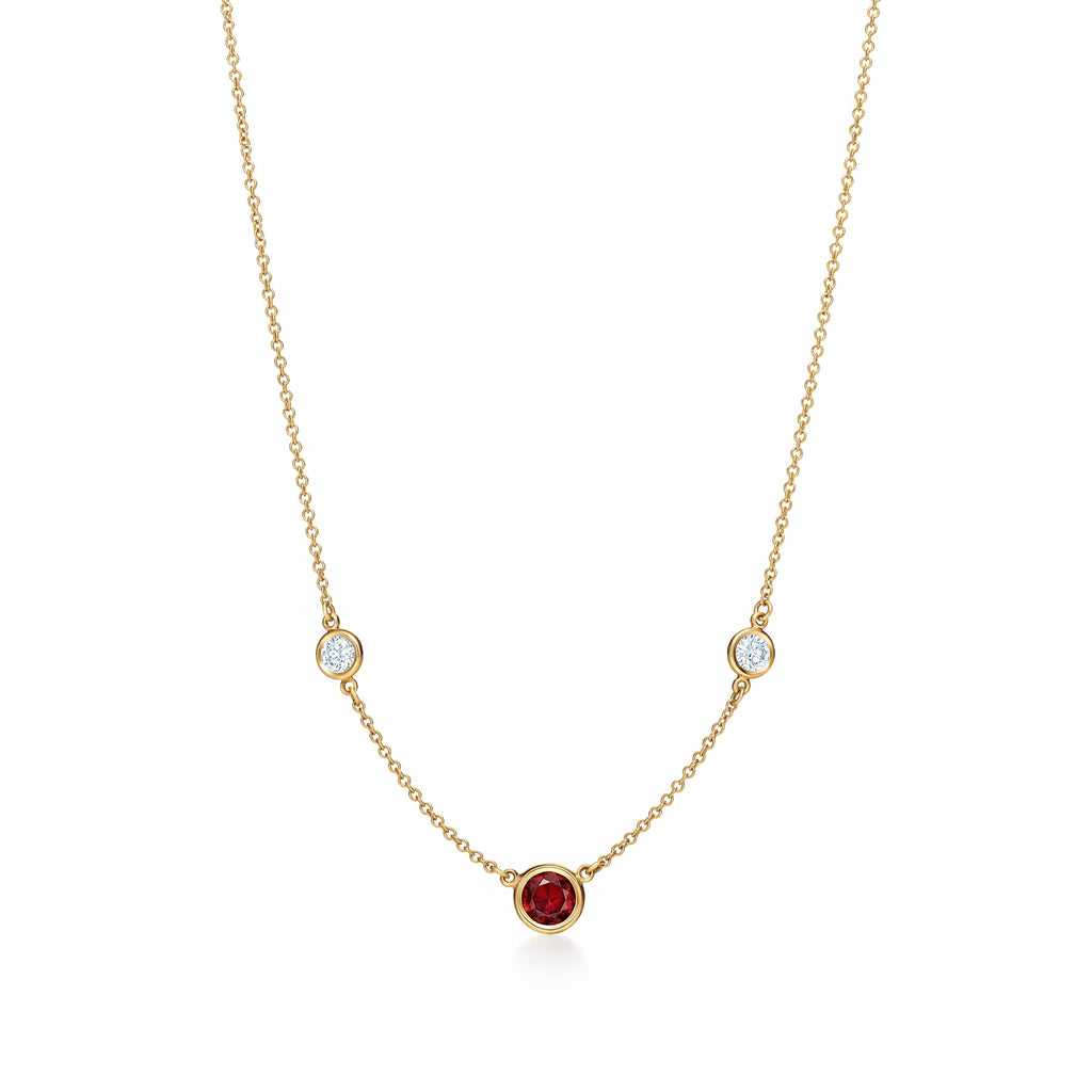 Carave Paris Ruby & Diamond Bezel Station Necklace in Gold