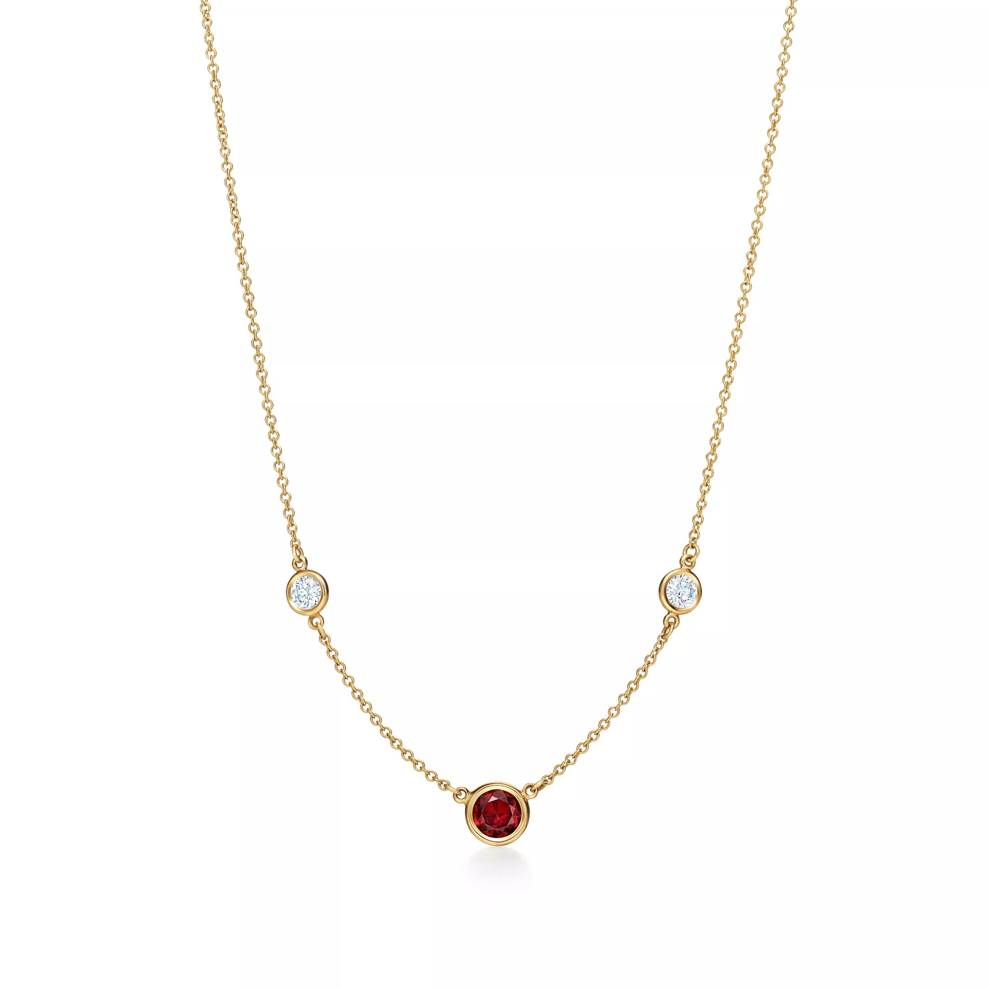 Carave Paris Ruby & Diamond Bezel Station Necklace in Gold