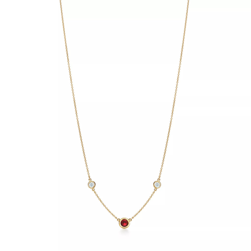 Carave Paris Ruby & Diamond Bezel Station Necklace in Gold