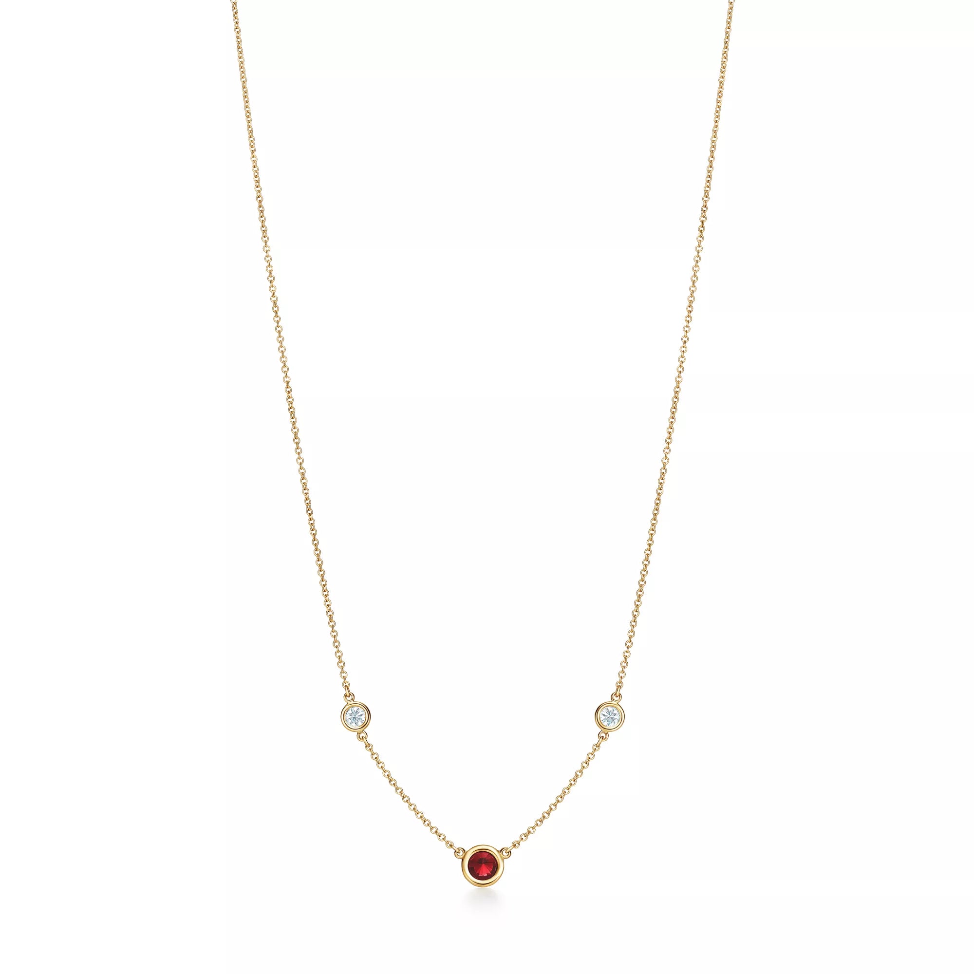 Carave Paris Ruby & Diamond Bezel Station Necklace in Gold
