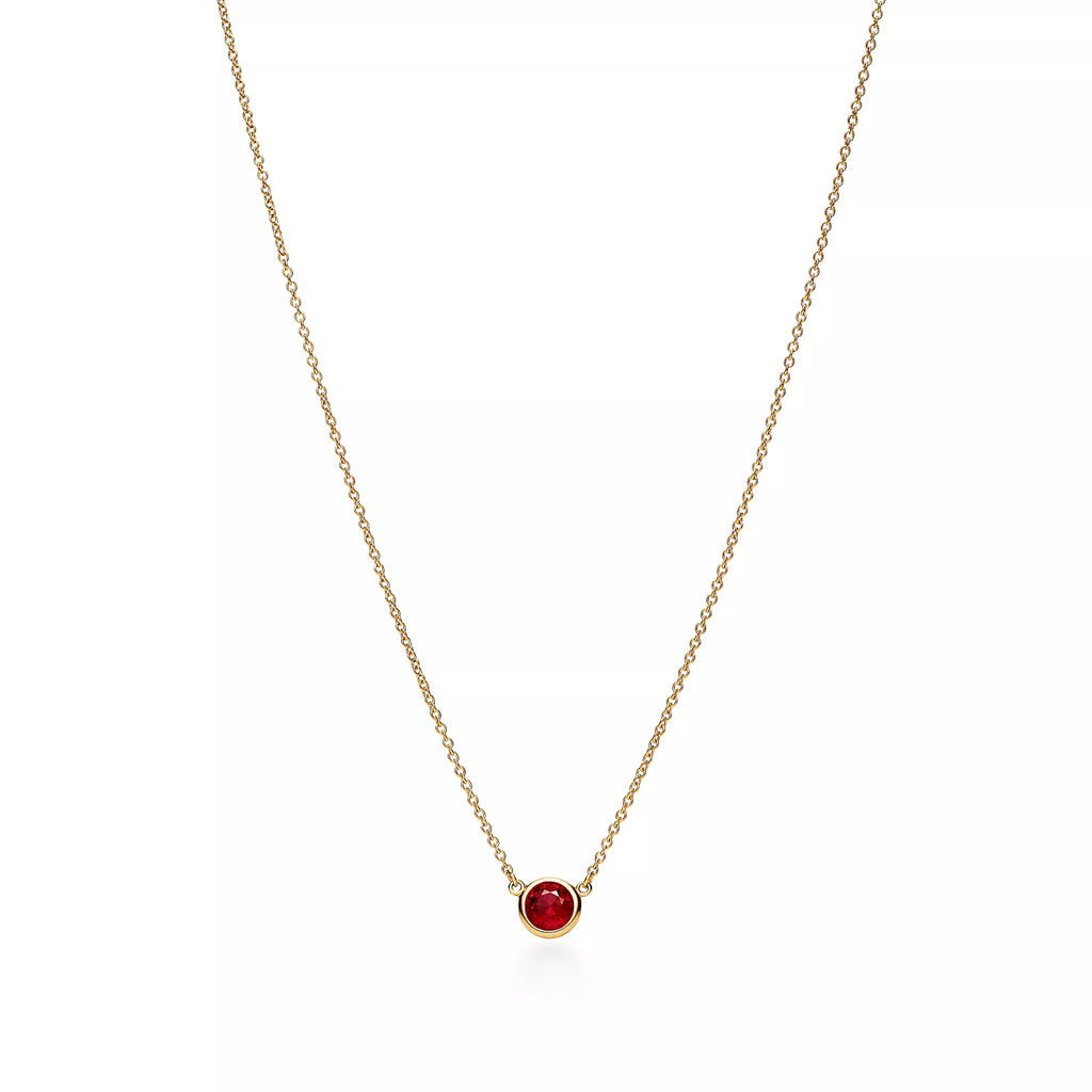 Carave Paris Ruby Solitaire Bezel Necklace in Gold