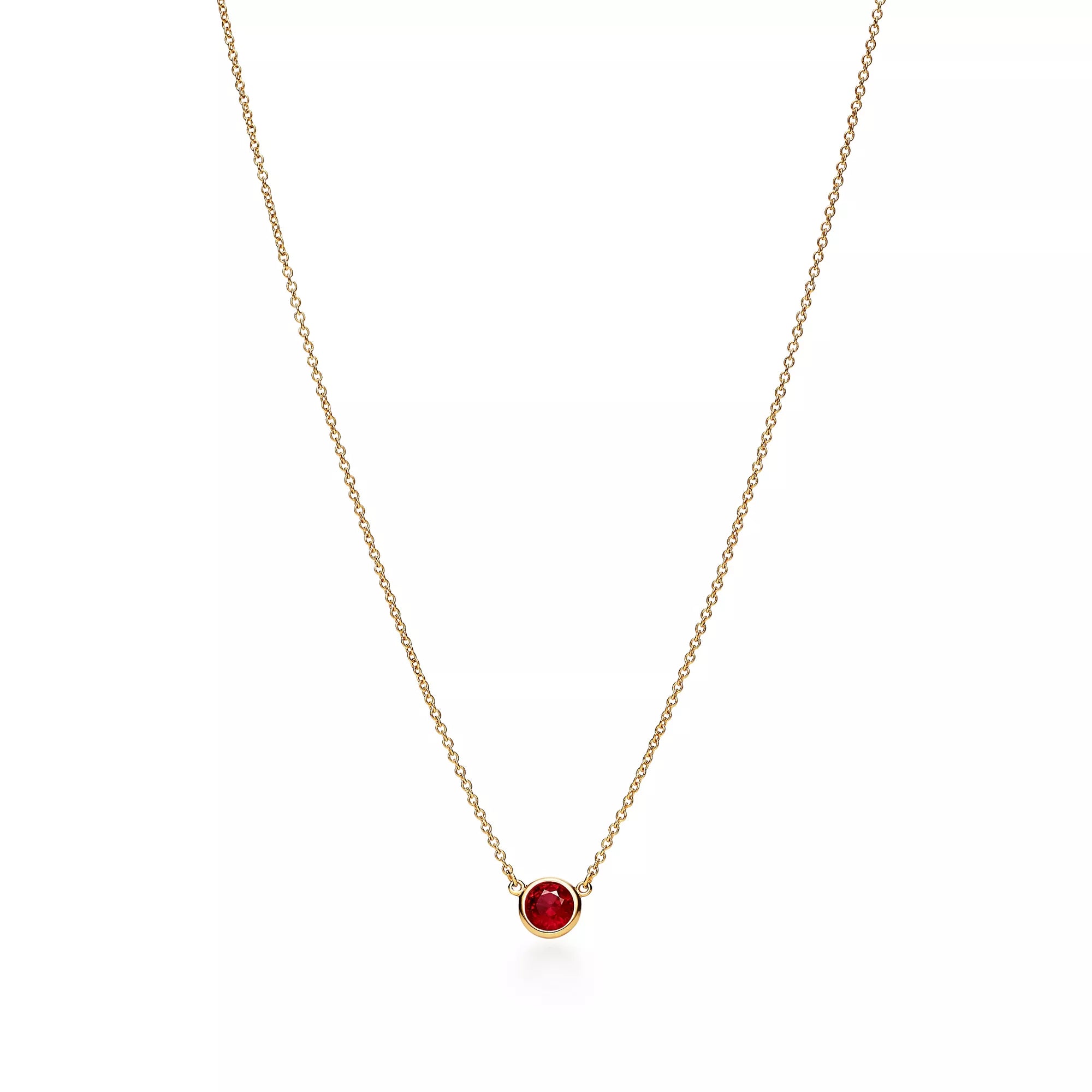 Carave Paris Ruby Solitaire Bezel Necklace in Gold