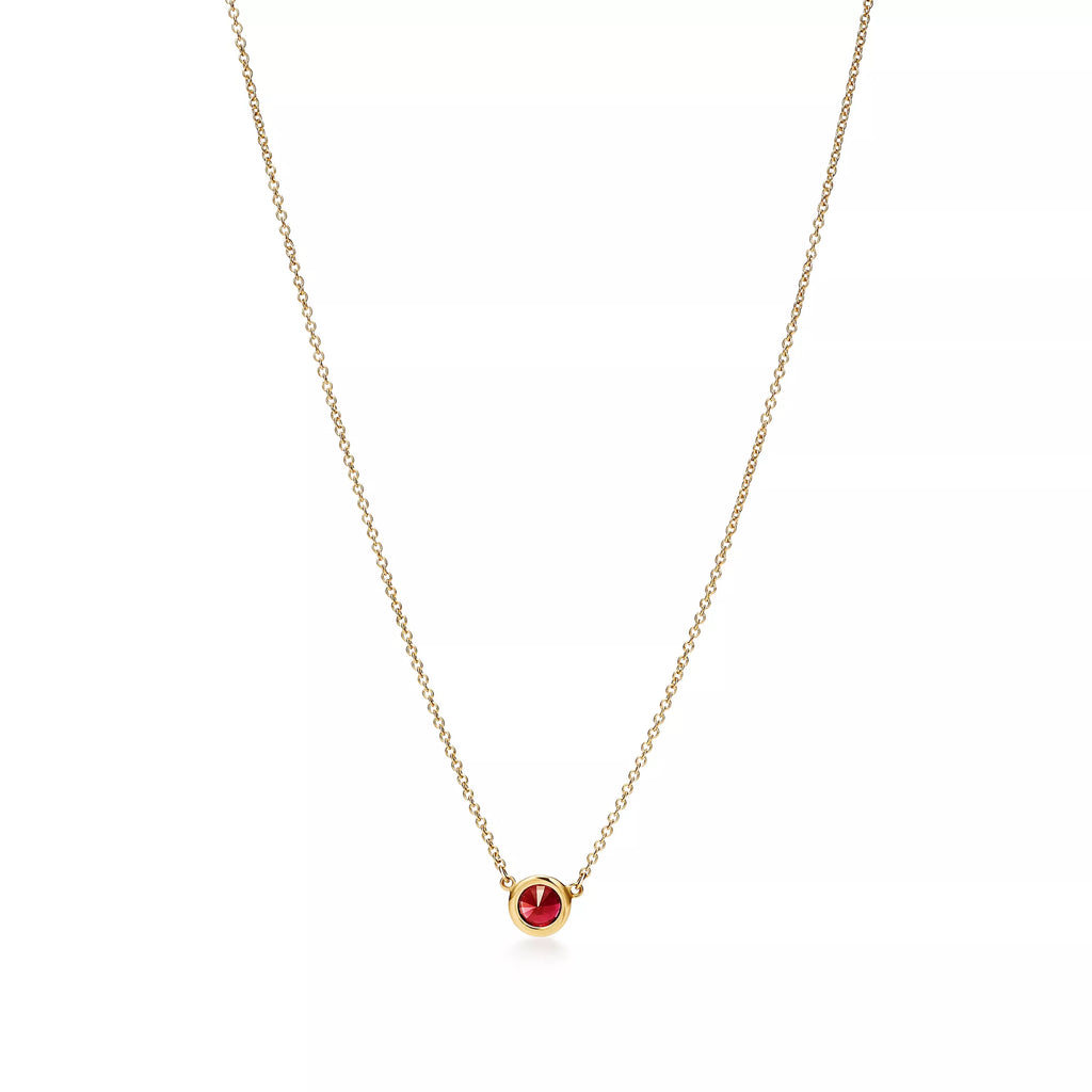 Carave Paris Ruby Solitaire Bezel Necklace in Gold