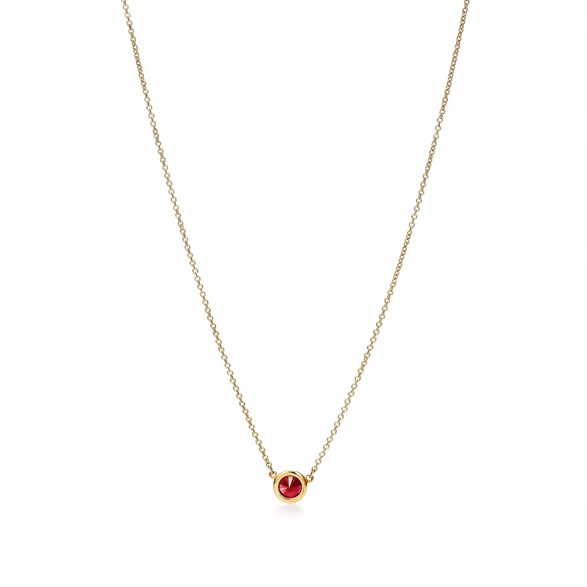 Carave Paris Ruby Solitaire Bezel Necklace in Gold