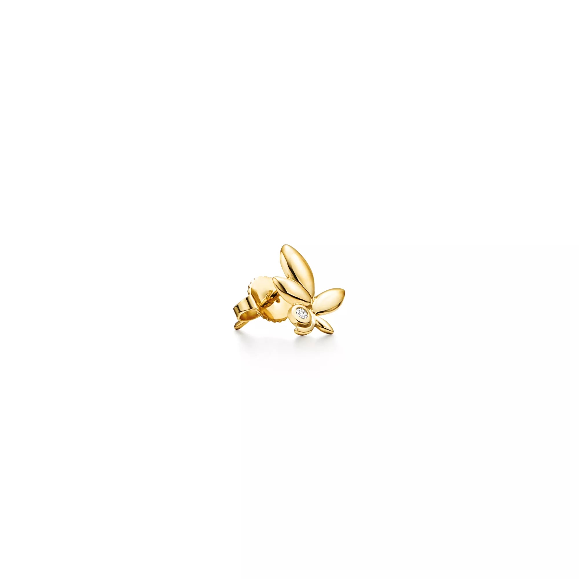 Carave Paris Golden Botanical Leaf Crystal Stud Earrings