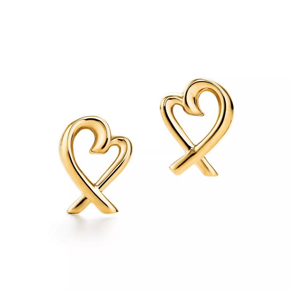 Carave Paris Golden Open Heart Ribbon Stud Earrings