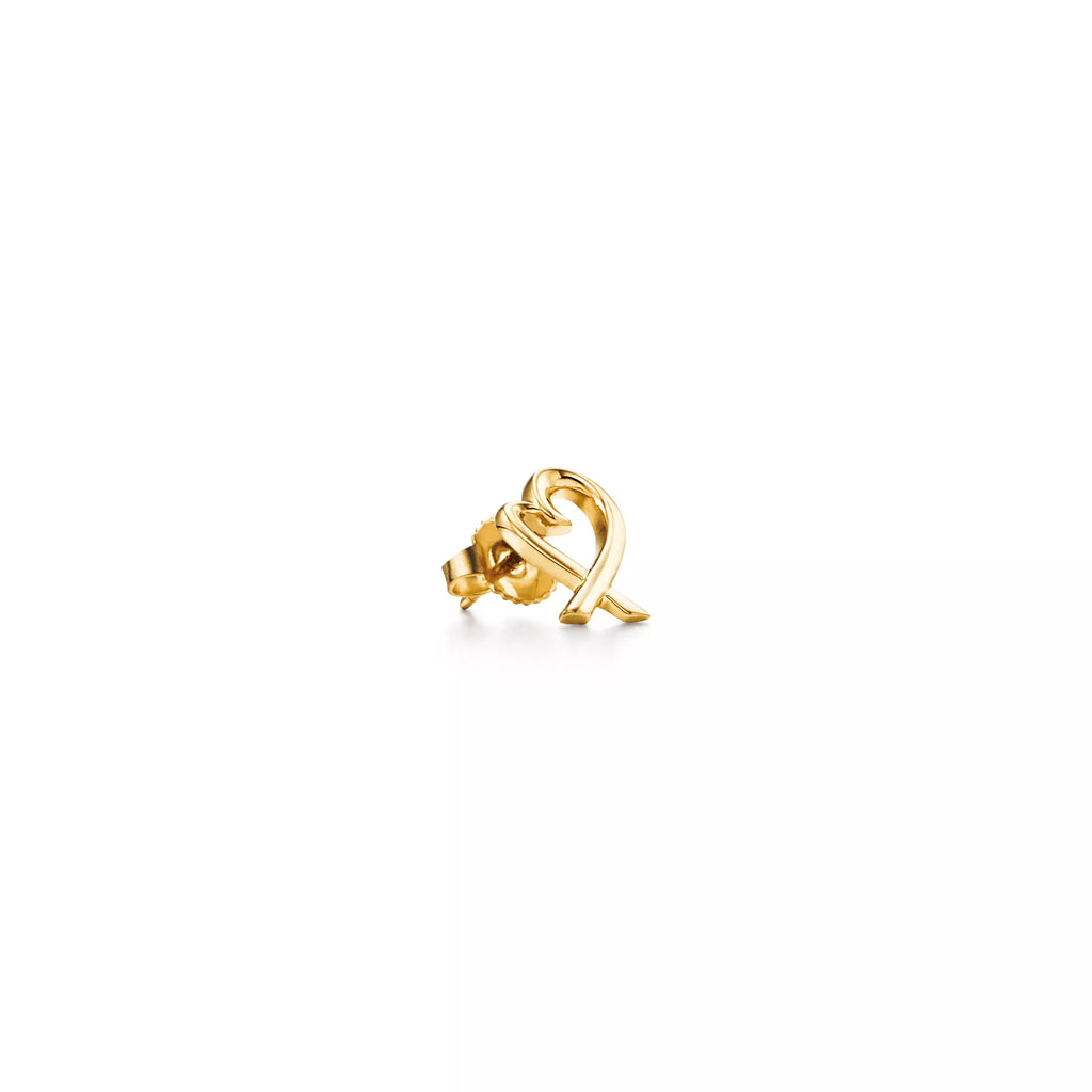 Carave Paris Golden Open Heart Ribbon Stud Earrings