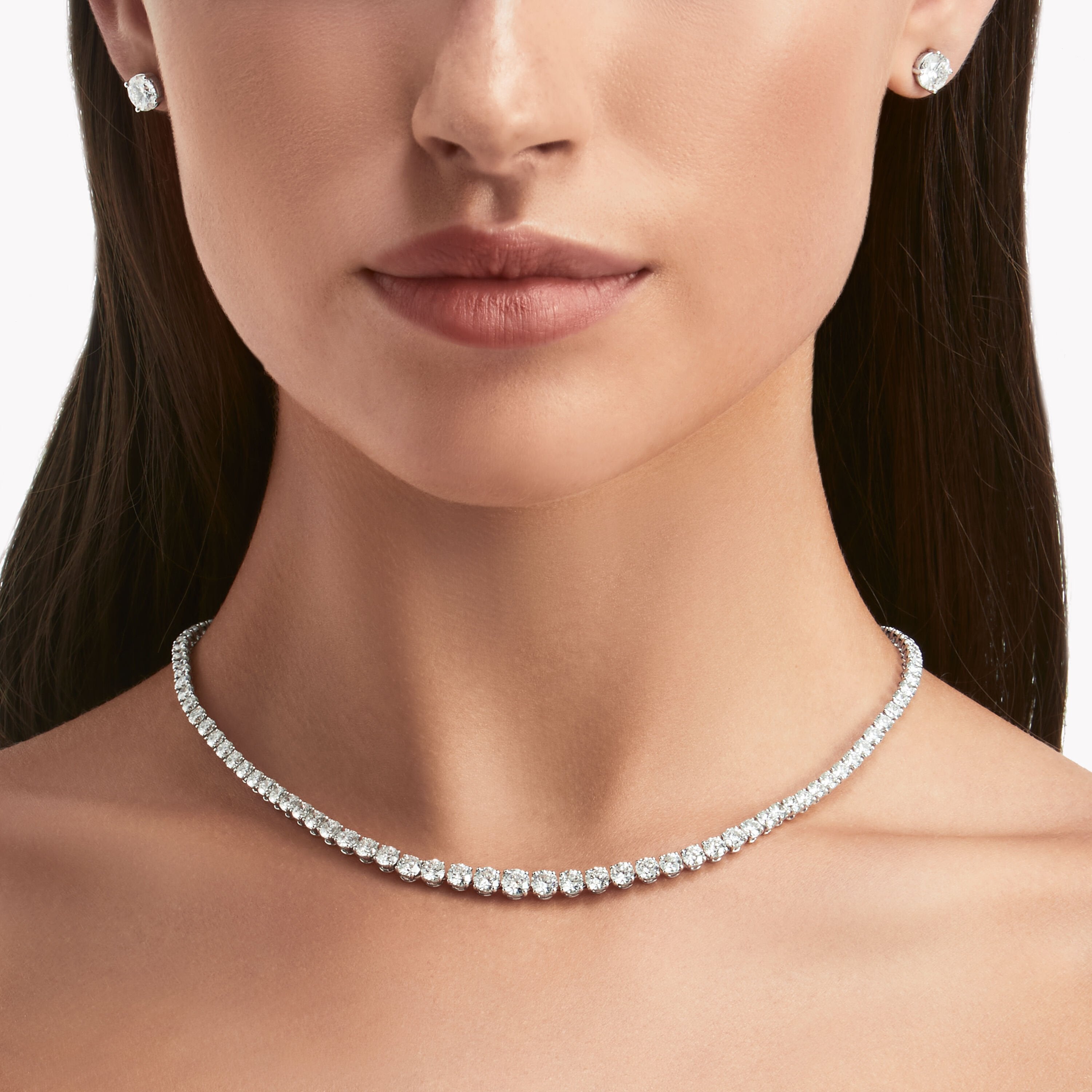 Carave Paris Graduated Round Diamond Tennis Necklace