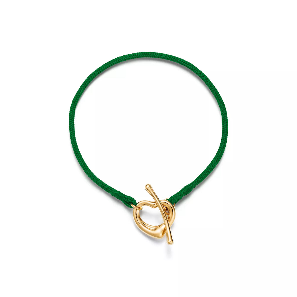 Carave Paris Green Cord Open Heart Gold Bracelet for Women