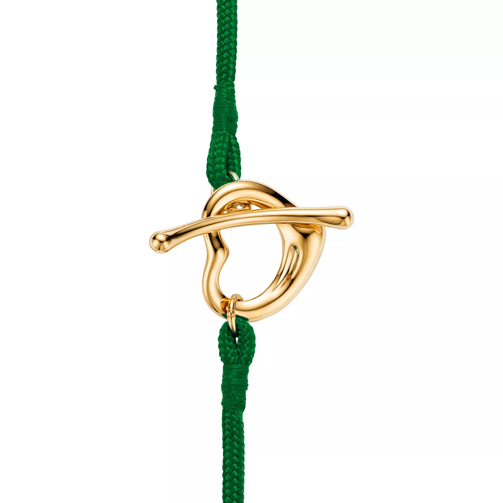 Carave Paris Green Cord Open Heart Gold Bracelet for Women