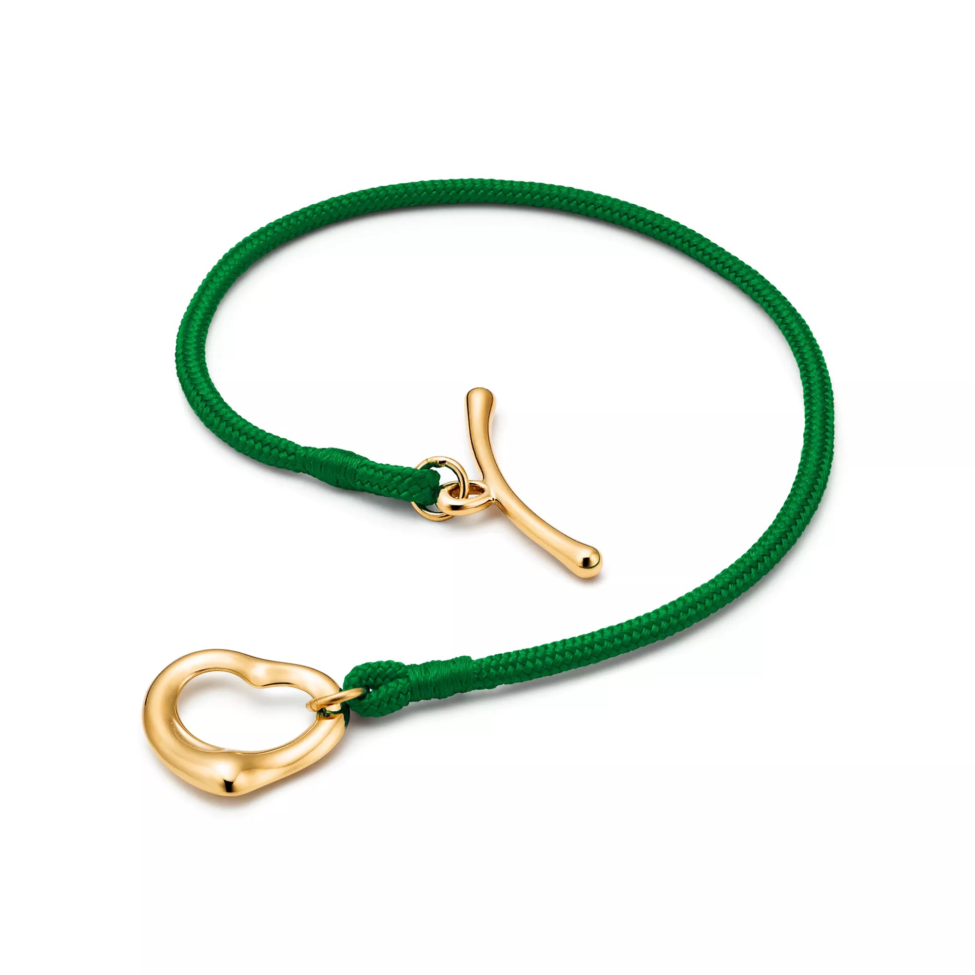 Carave Paris Green Cord Open Heart Gold Bracelet for Women
