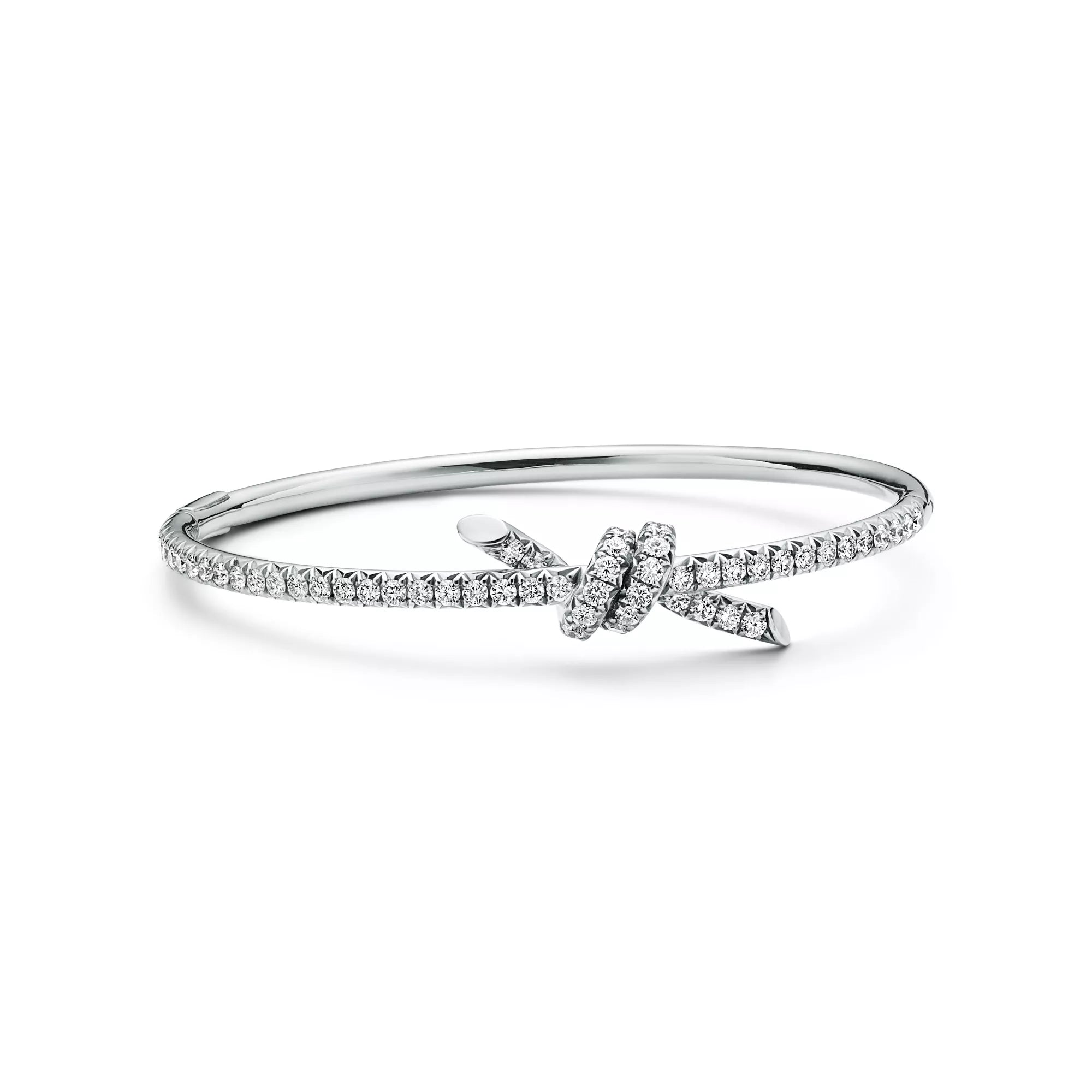 Carave Paris Knot Diamond Platinum Bangle Bracelet for Women