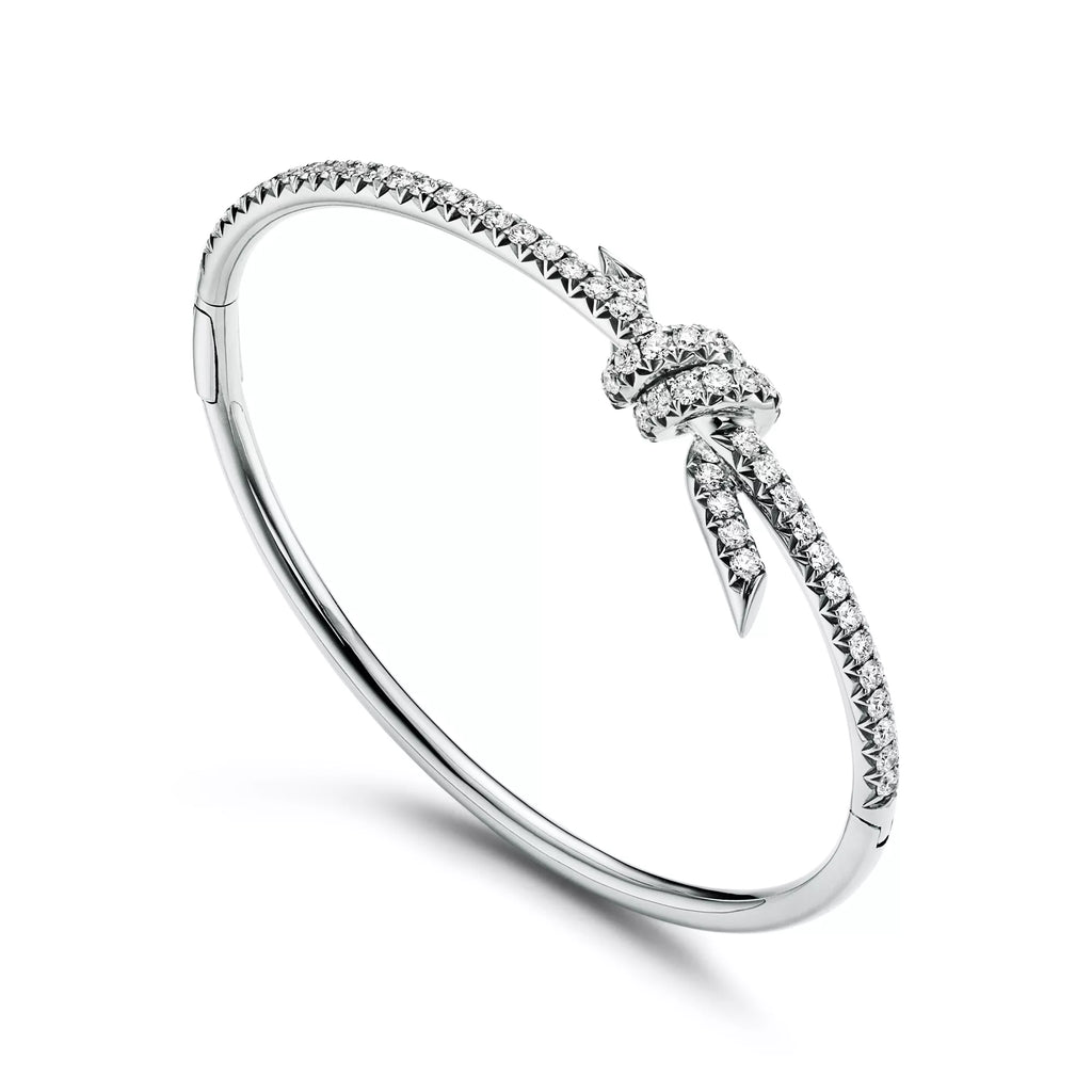 Carave Paris Knot Diamond Platinum Bangle Bracelet for Women