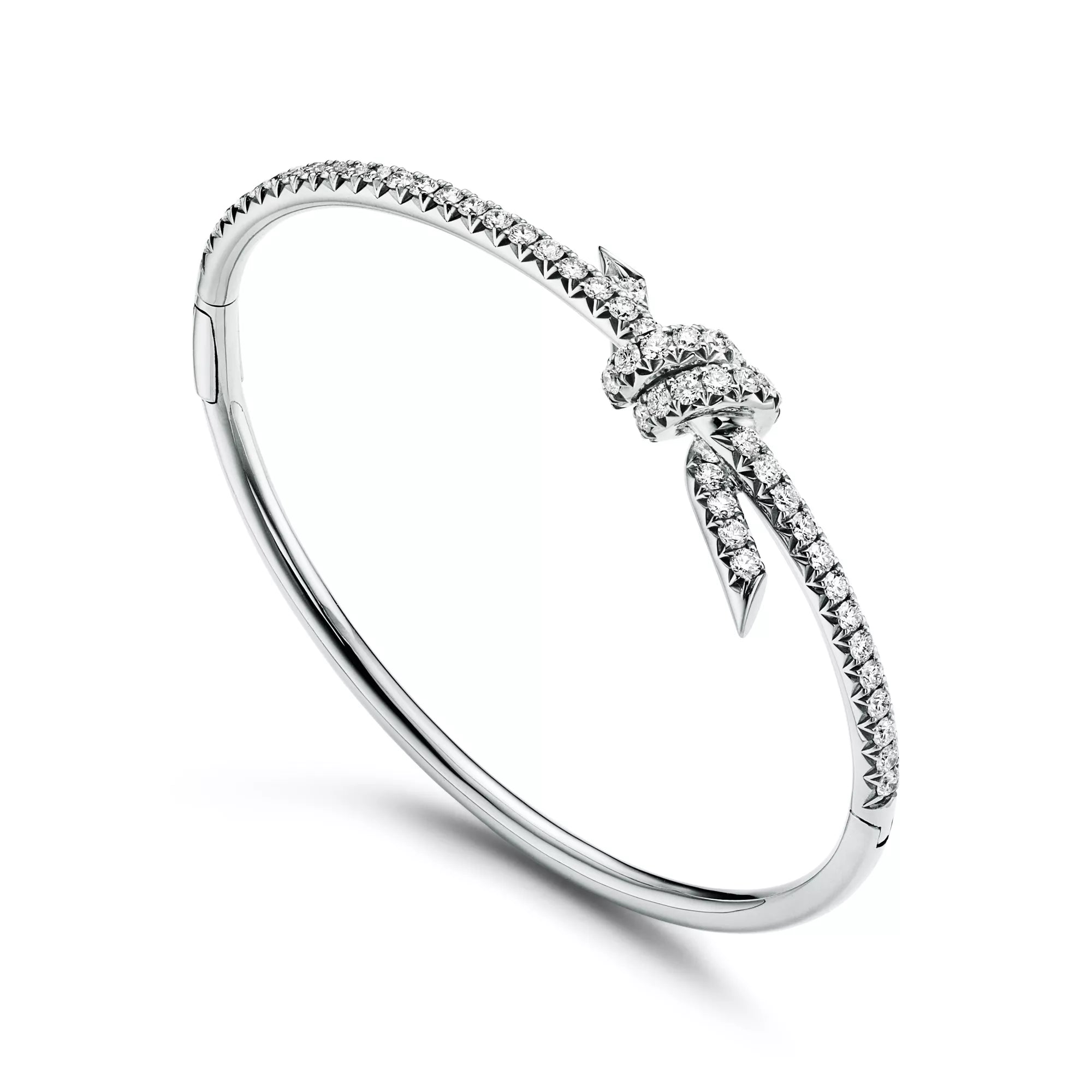 Carave Paris Knot Diamond Platinum Bangle Bracelet for Women