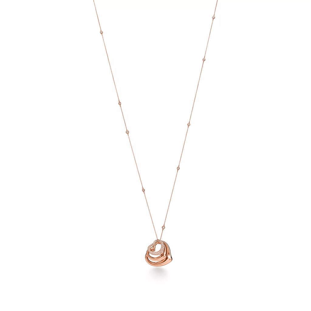 Carave Paris Layered Open Heart Pendant Necklace in Rose Gold