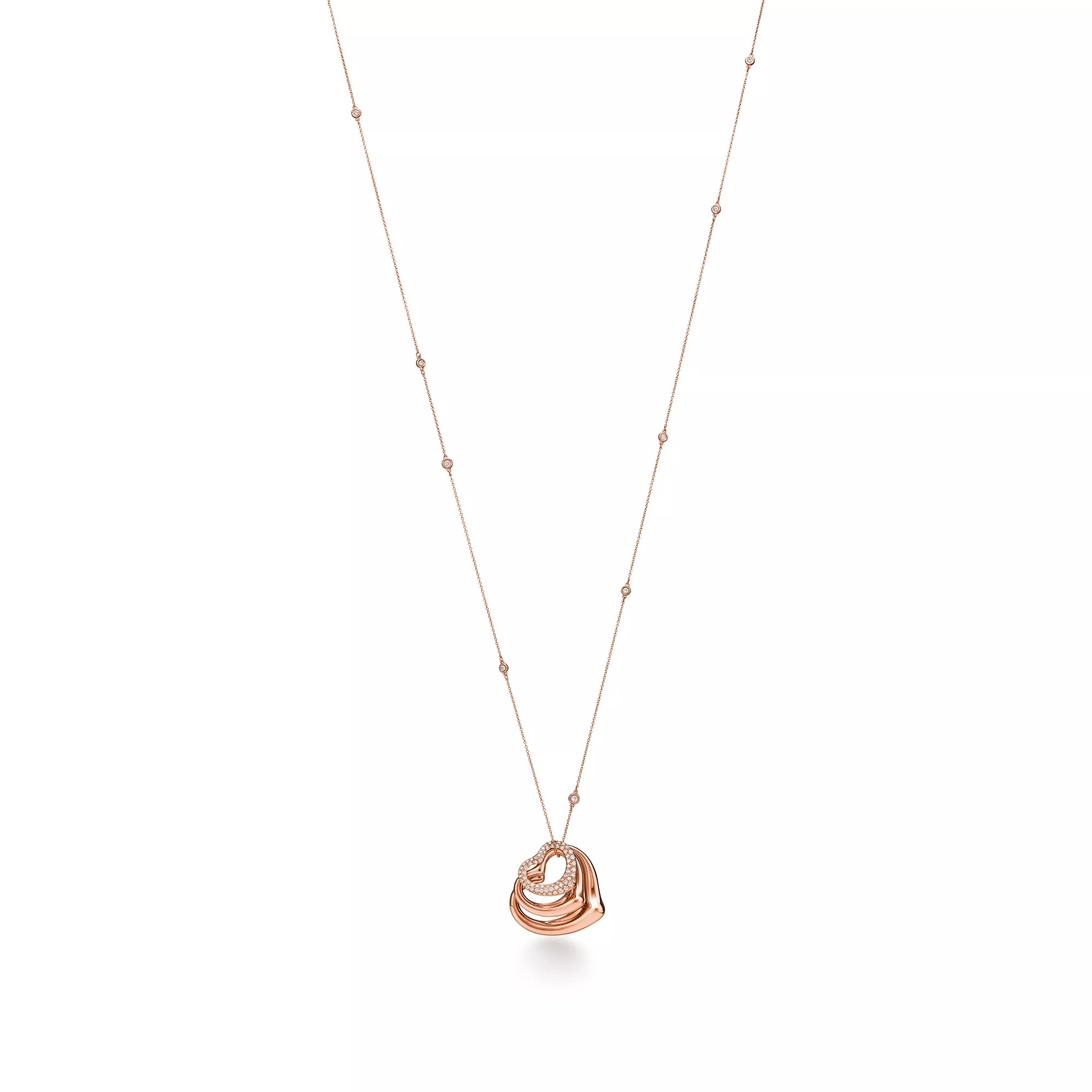 Carave Paris Layered Open Heart Pendant Necklace in Rose Gold