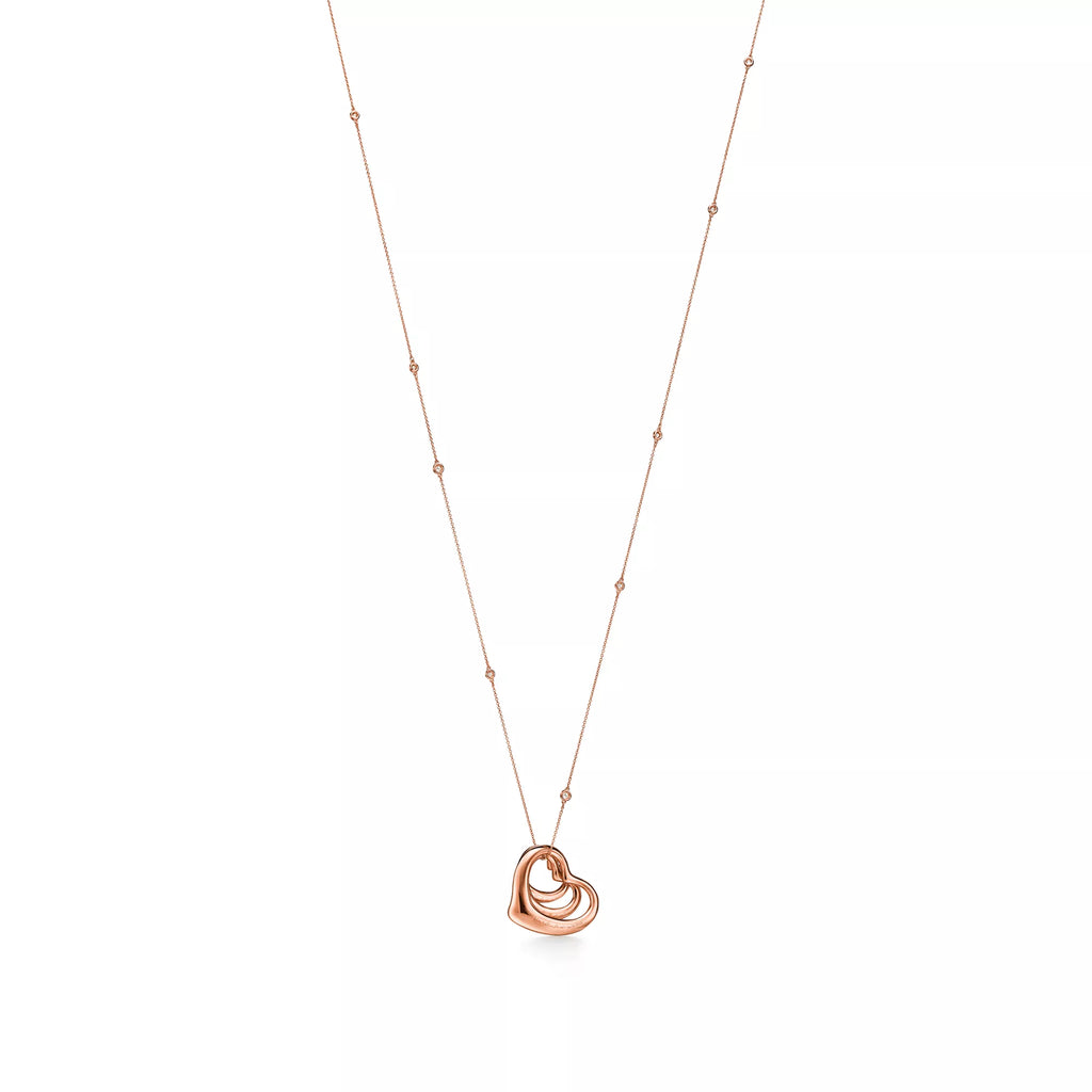 Carave Paris Layered Open Heart Pendant Necklace in Rose Gold
