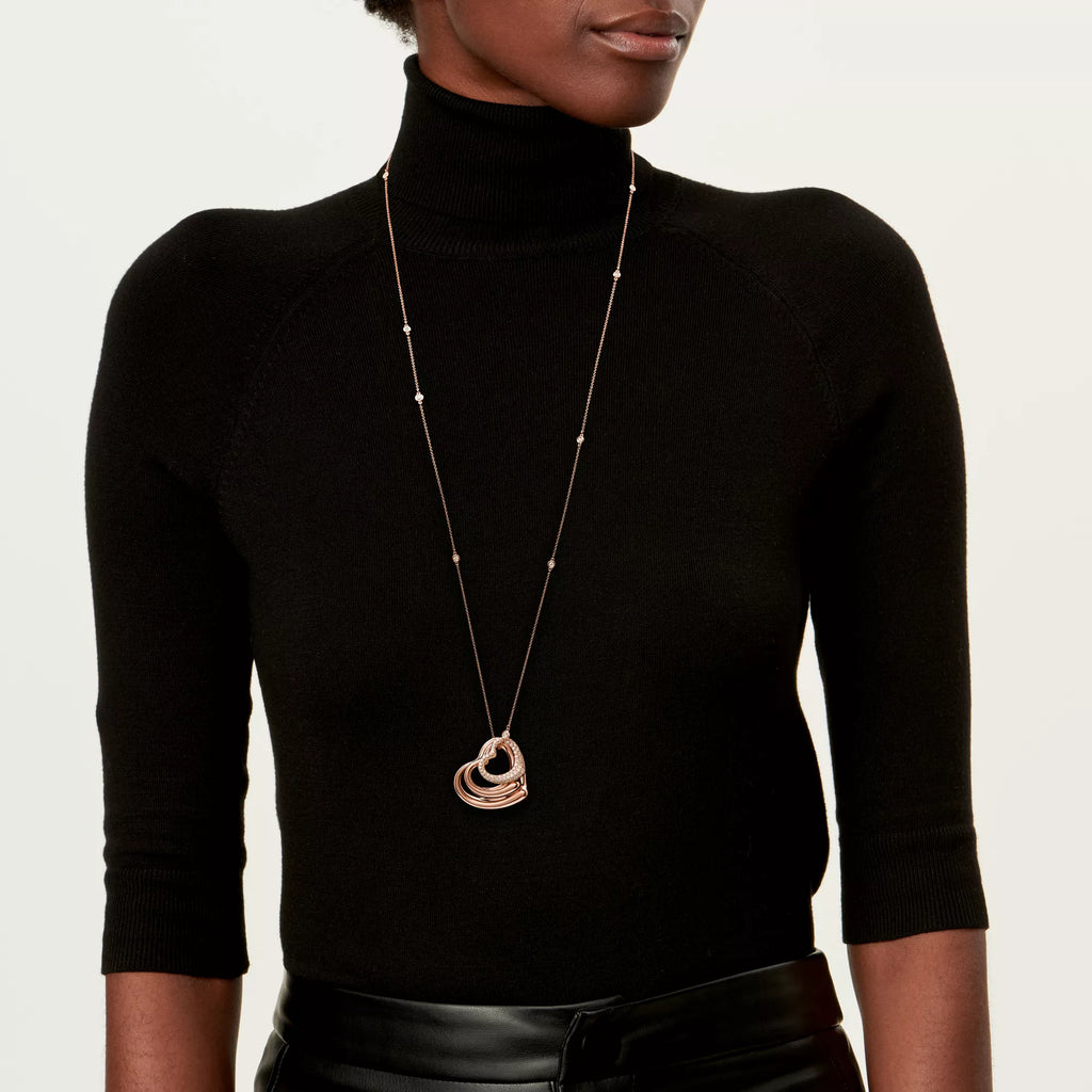Carave Paris Layered Open Heart Pendant Necklace in Rose Gold