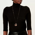 Carave Paris Layered Open Heart Pendant Necklace in Rose Gold