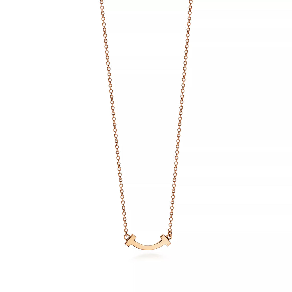 Carave Paris Minimalist Smile Bar Rose Gold Necklace