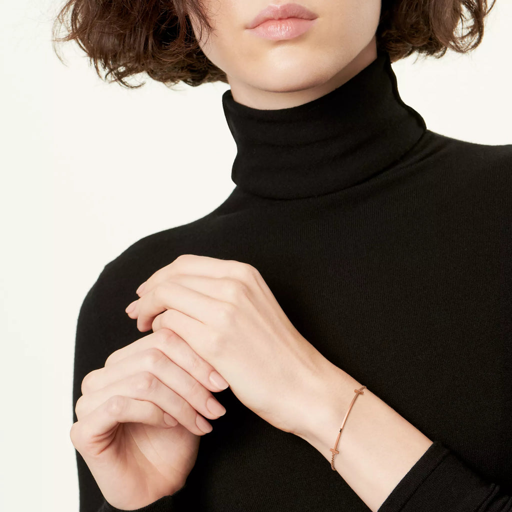 Carave Paris Minimalist T Bar Rose Gold Bracelet