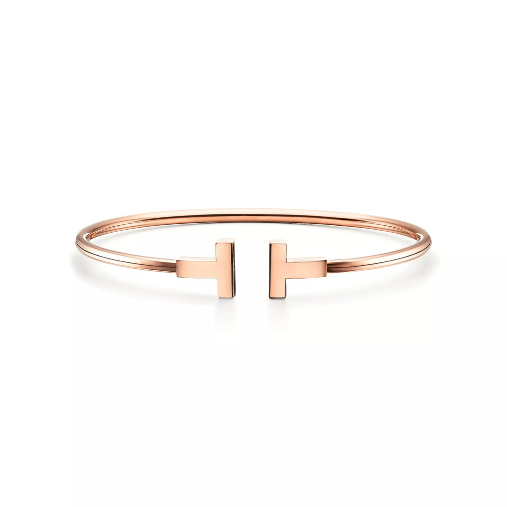 Carave Paris Minimalist T Wire Rose Gold Bracelet for Women