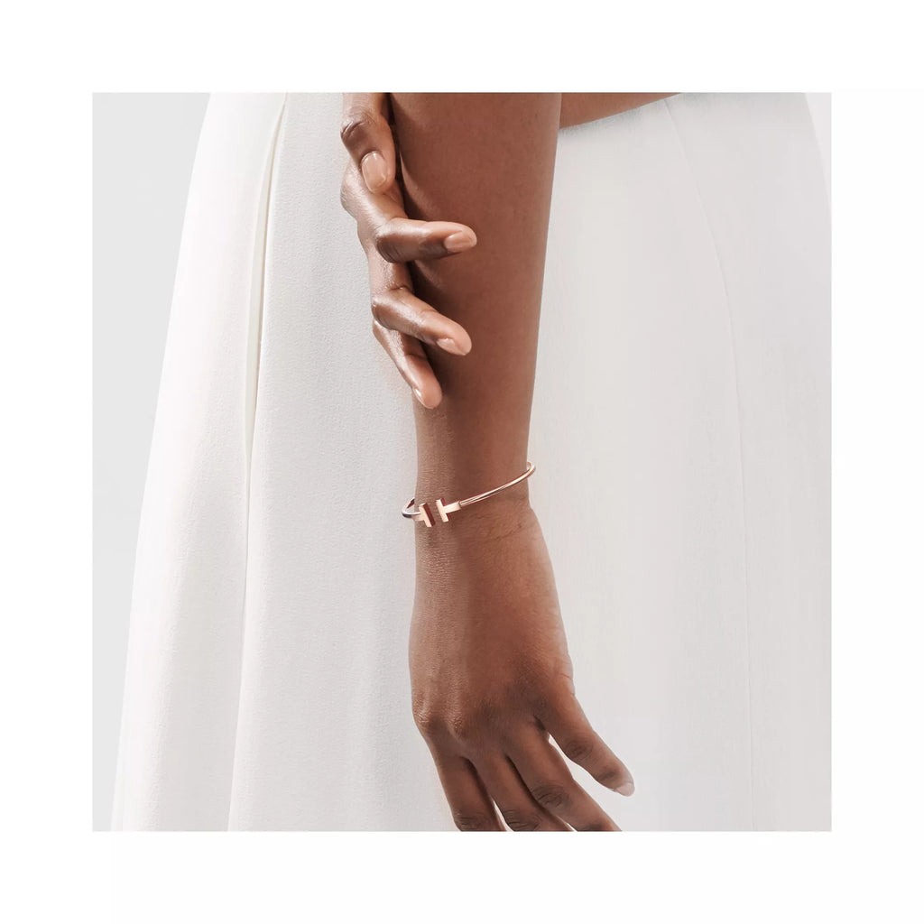 Carave Paris Minimalist T Wire Rose Gold Bracelet for Women